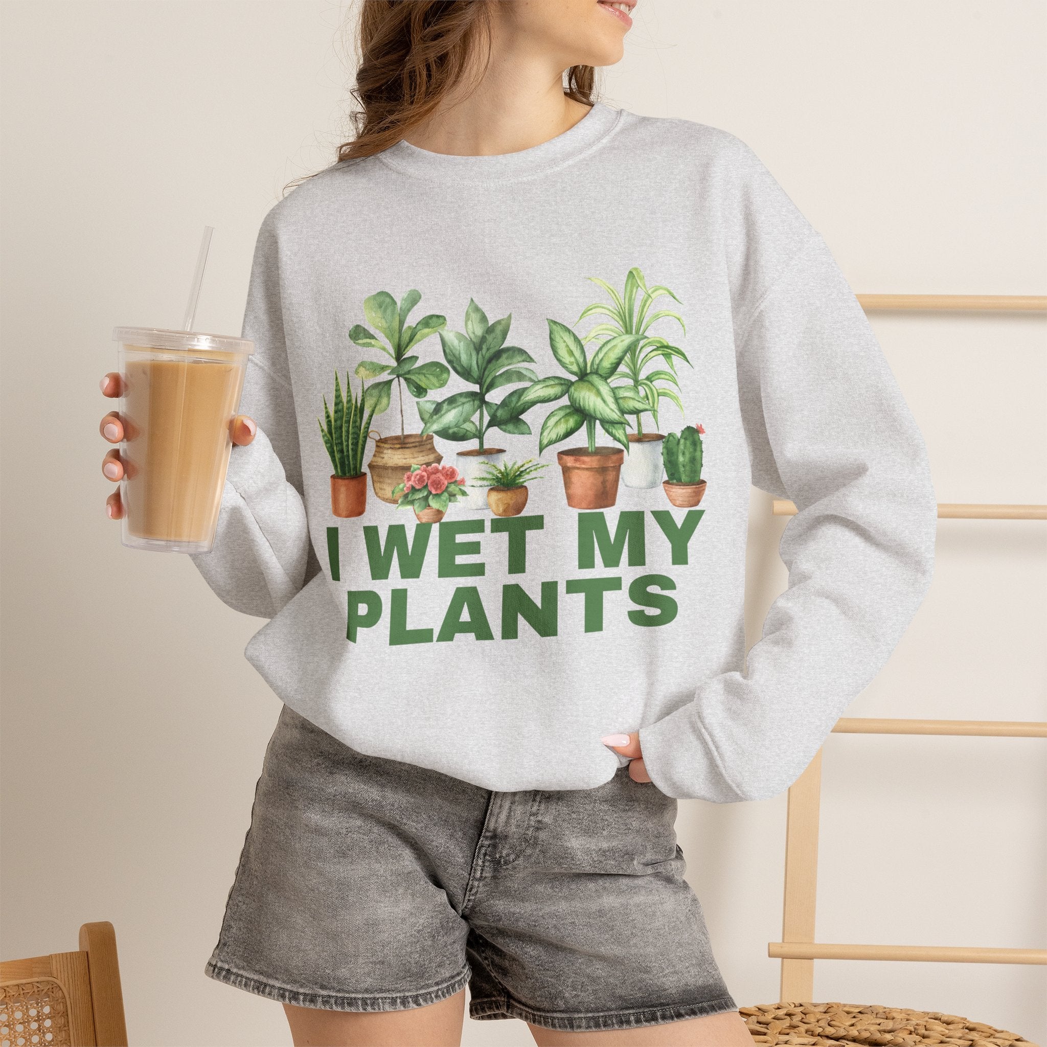 I Wet My Plants Sweatshirt, Funny Plant Lady Crewneck, Plant Mom Gift, Watercolor Houseplant Shirt, Cottagecore Sweatshirt for Her