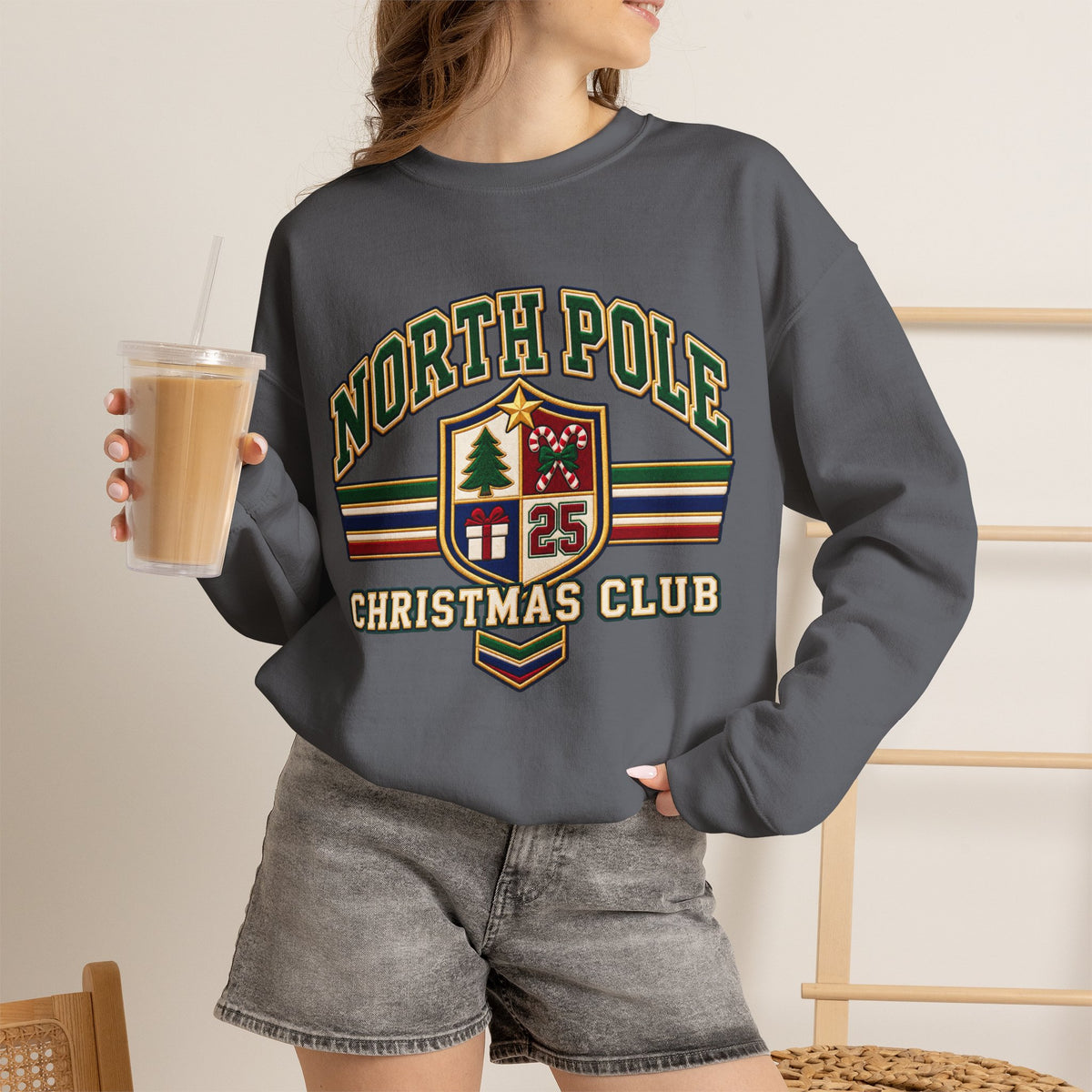 North Pole Christmas Club Sweatshirt, Retro Varsity Christmas Sweatshirt, Vintage Christmas Crewneck, Family Christmas Shirt, Xmas Gift