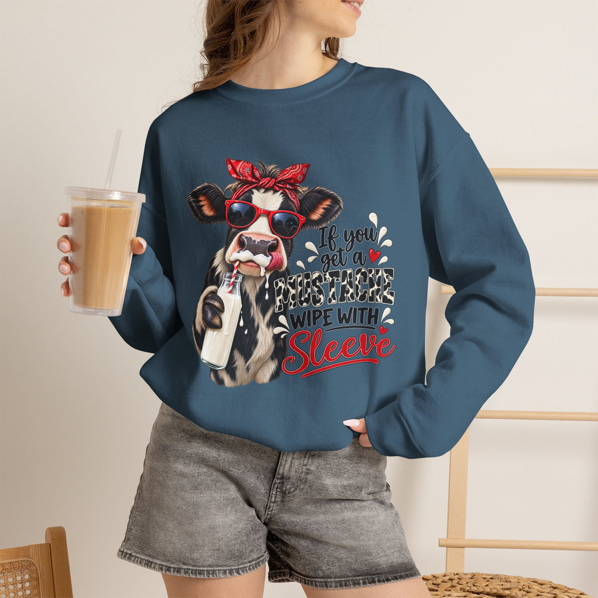 Funny Cow, Humor Cow Sweatshirt, Farm Animal Crewneck, Cute Cow Graphic Sweater, Country Western Gift, Cow Lover, Funny Cow Graphic Girl Top