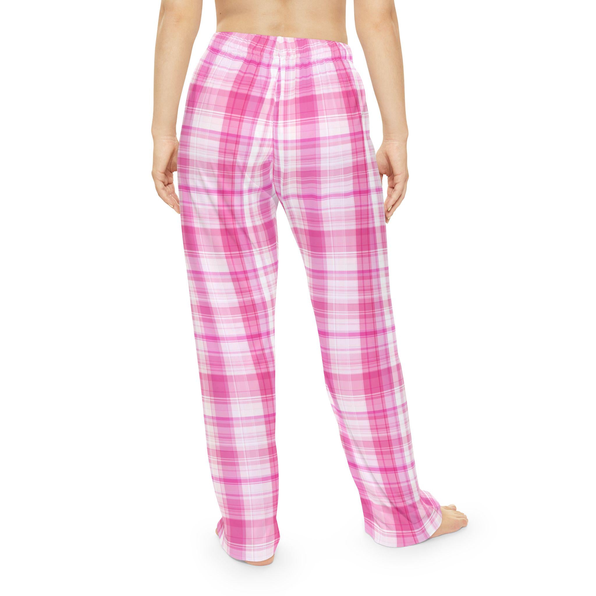 Pink Plaid Pajama Pants, Women's Cozy Sleepwear