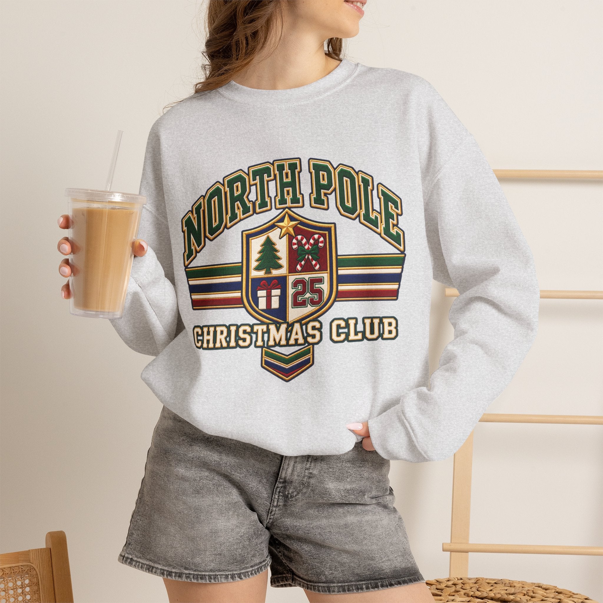North Pole Christmas Club Sweatshirt, Retro Varsity Christmas Sweatshirt, Vintage Christmas Crewneck, Family Christmas Shirt, Xmas Gift