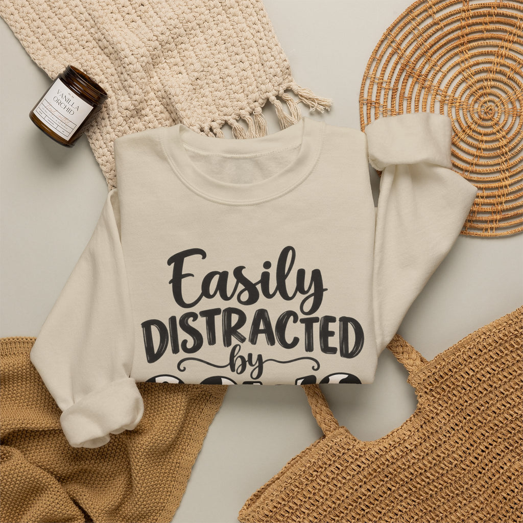 Easily Distracted By Cows Sweatshirt, Cow Print Crewneck, Funny Farm Shirt, Cow Lover Gift, Farm Life Sweater, Country Girl Pullover