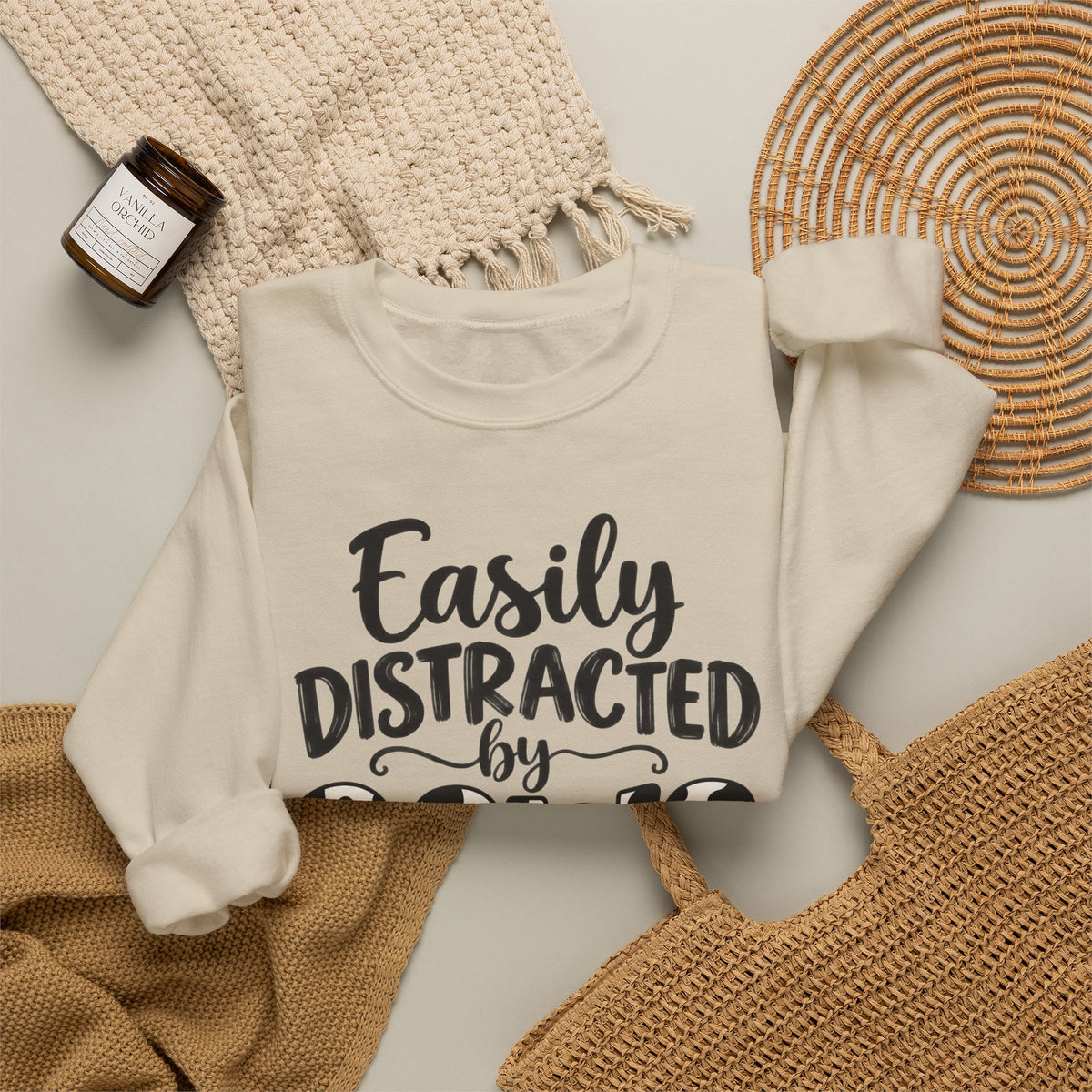 Easily Distracted By Cows Sweatshirt, Cow Print Crewneck, Funny Farm Shirt, Cow Lover Gift, Farm Life Sweater, Country Girl Pullover