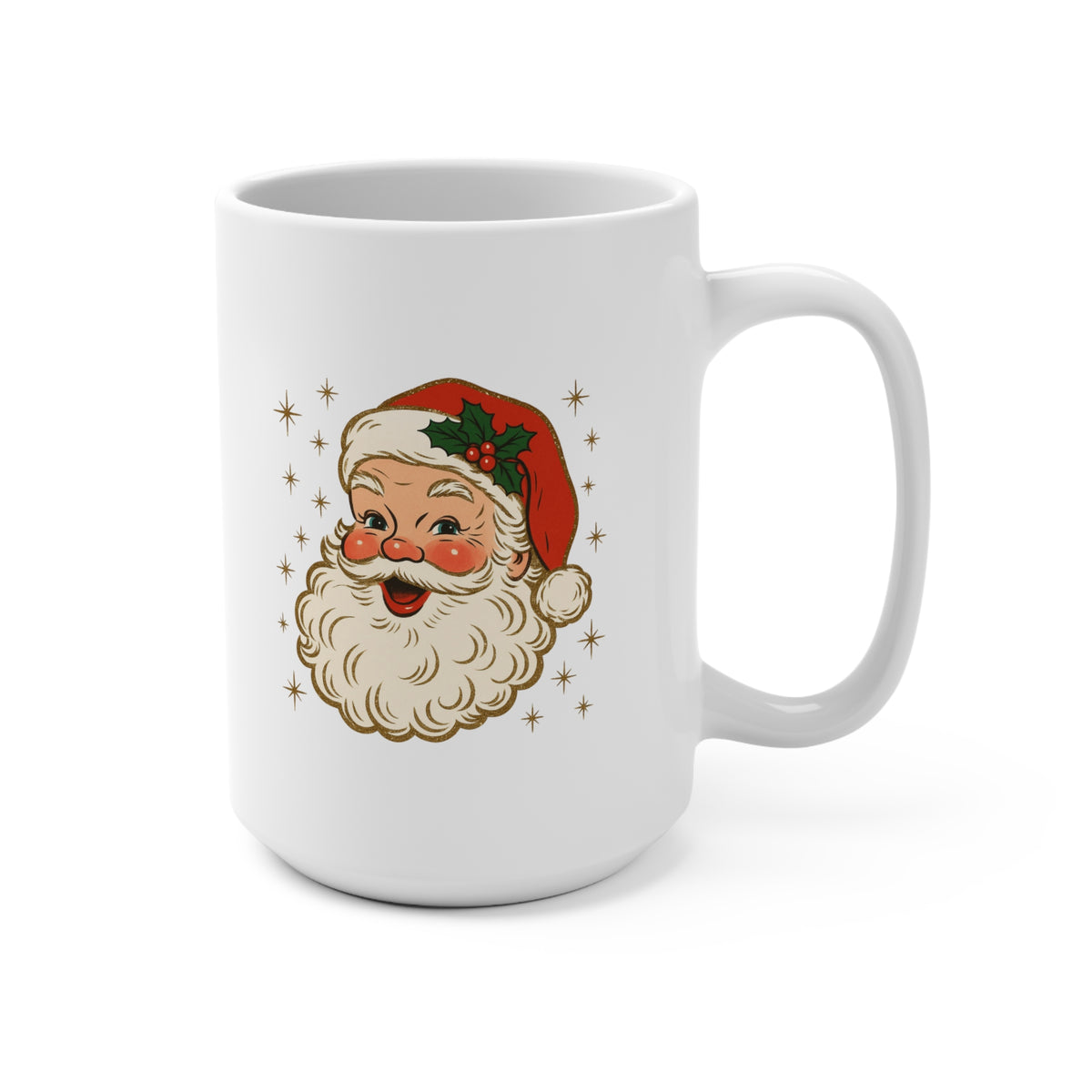 Vintage Santa Face Mug | Retro Christmas Holiday Coffee Cup
