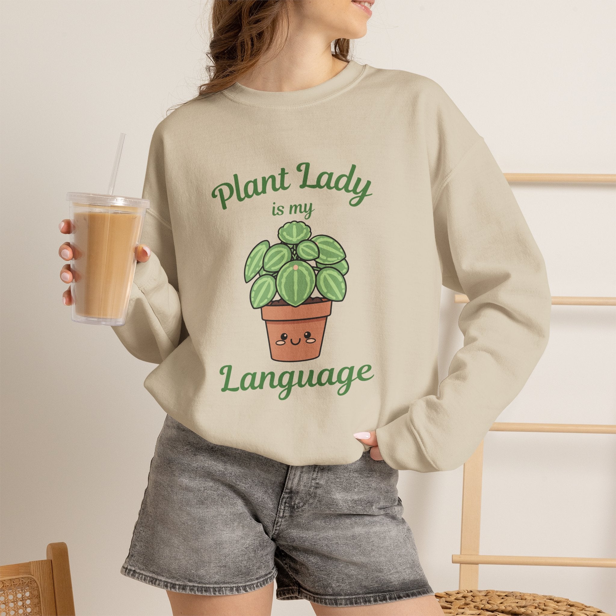Plant Lady Is My Language Sweatshirt | Cute Succulent Plant Pot Sweatshirt | Funny Plant Lover Gift | Cottagecore Plant Mom Crewneck
