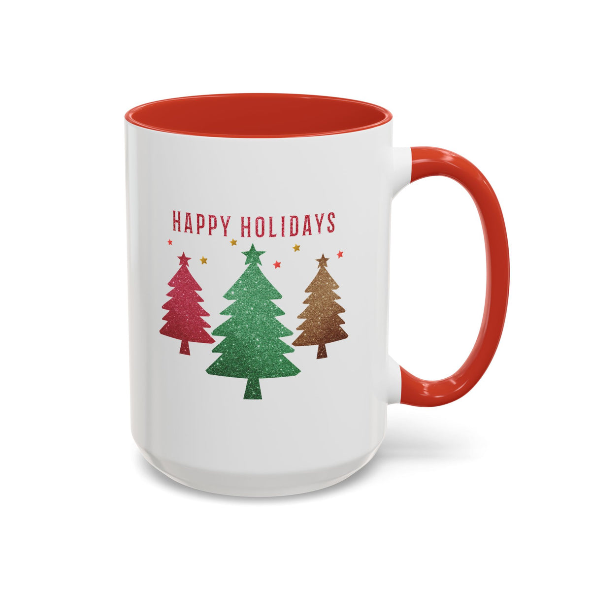 Happy Holidays Christmas Trees Mug | Accent Coffee Mug 11oz 15oz, Gift, Work Mug, Holiday Gathering