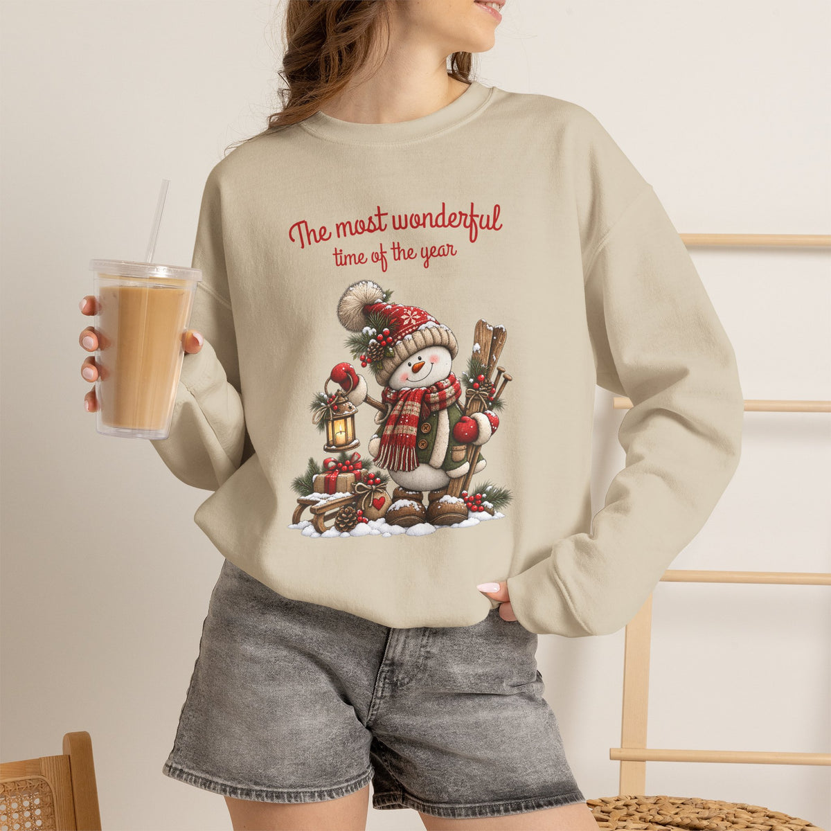 Most Wonderful Time of the Year Sweatshirt, Snowman Christmas Shirt, Vintage Holiday Crewneck, Cute Winter Snowman Tee, Christmas Gift Shirt