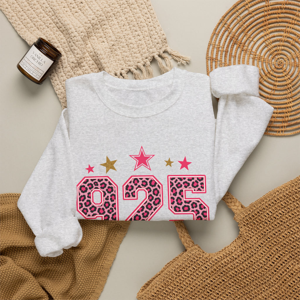 925 Leopard Star Top, Pink Gold Number Sweatshirt, Cheetah Print Birthday Shirt, Trendy Graphic Tee, Western Star Shirt, Custom Number Shirt