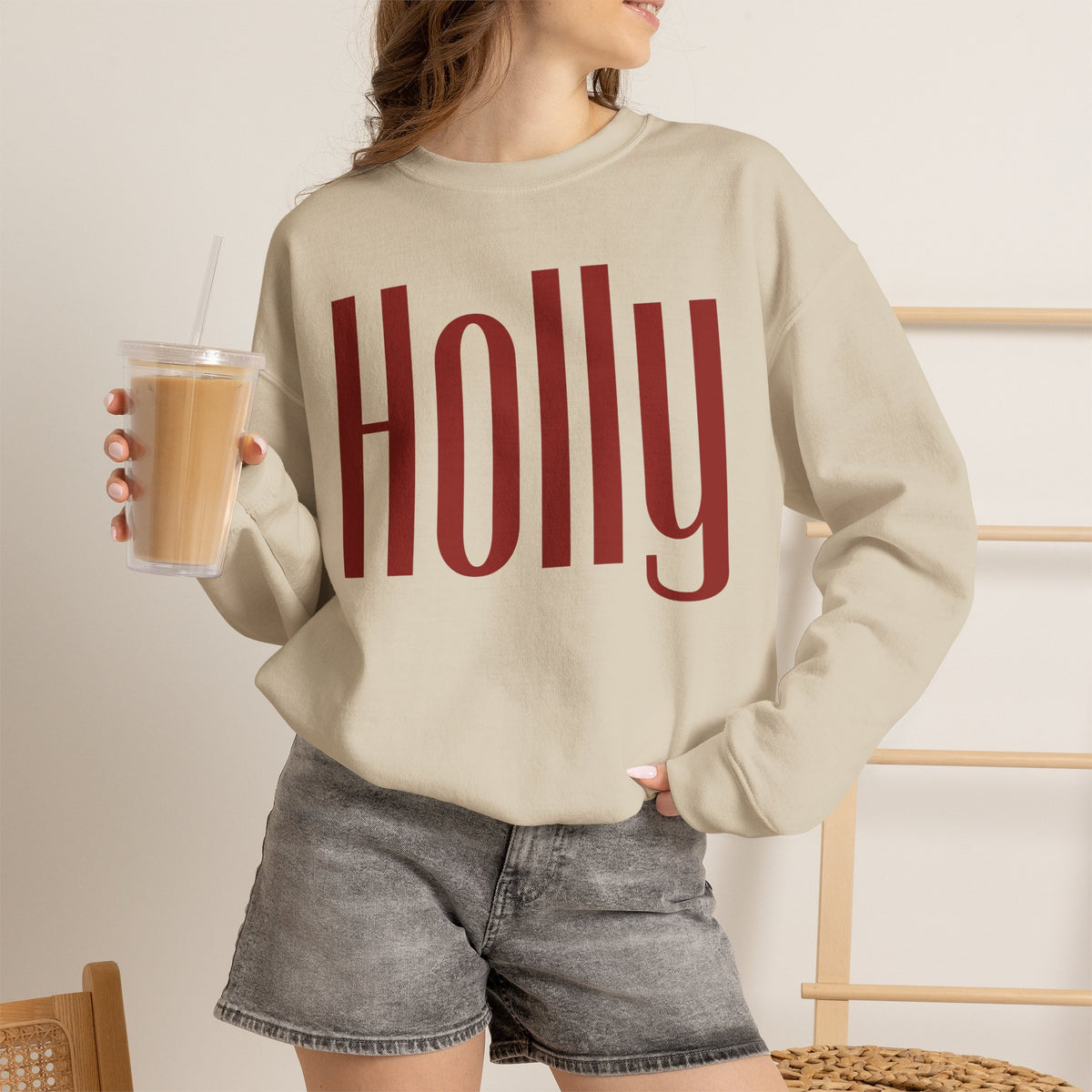 Holly Christmas Sweatshirt, Red Holly Crewneck, Retro Holiday Sweater, Women Christmas Shirt, Cozy Winter Pullover, Xmas Gift for Her