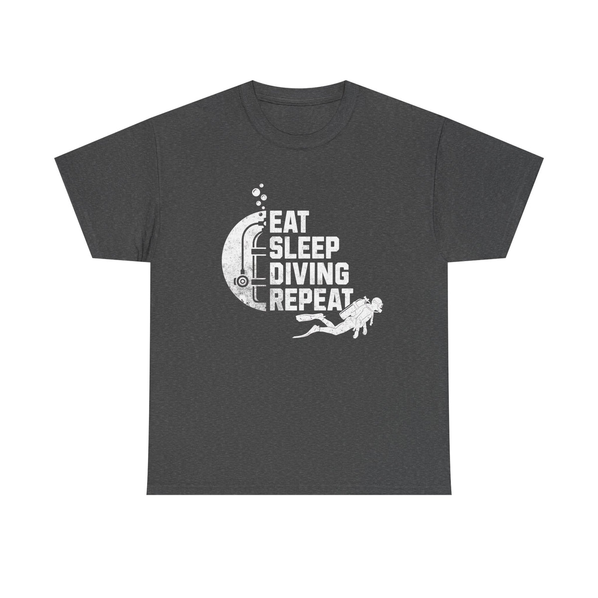 Eat Sleep Diving Repeat Tee | Scuba Diver Moon Graphic, Vintage Grunge T-shirt, Sports Lover, Unisex Tee, Gift, Casual Wear, Water Sports