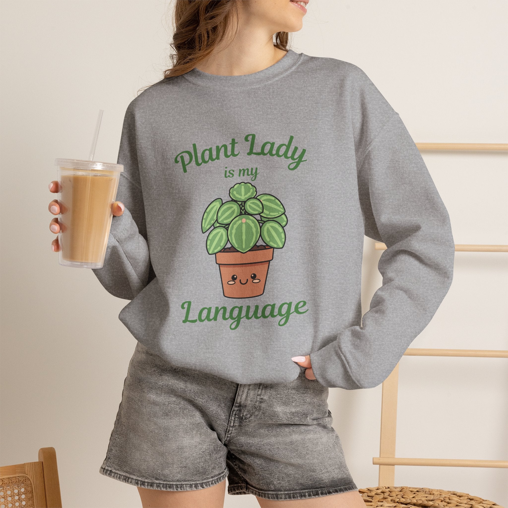Plant Lady Is My Language Sweatshirt | Cute Succulent Plant Pot Sweatshirt | Funny Plant Lover Gift | Cottagecore Plant Mom Crewneck