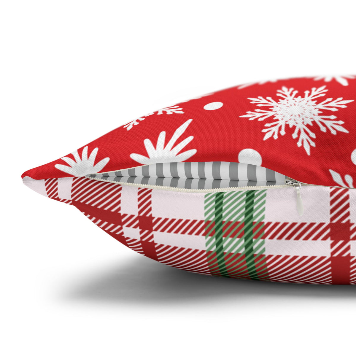Christmas Kittens Pillow Cover, Cute Cat Holiday Throw Pillow, Red Plaid Snowflake Reversible Cover, Season Greetings Cat Lover Gift