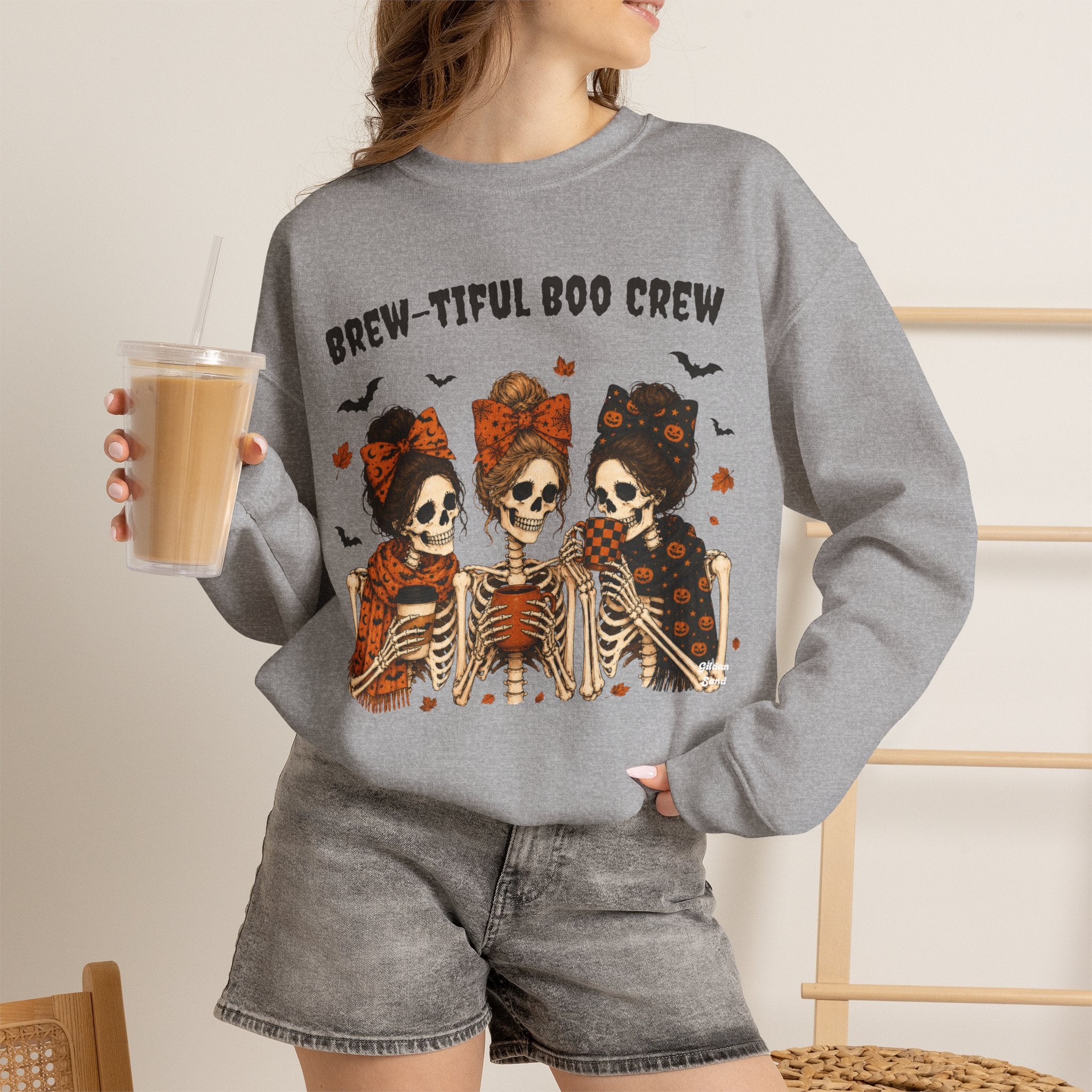 Skeleton Coffee Sweatshirt Fall Halloween Shirt Sip Sip Hooray It's Fall Y'all Boho Skeleton Bow Pumpkin Spice Cozy Autumn Graphic Sweater