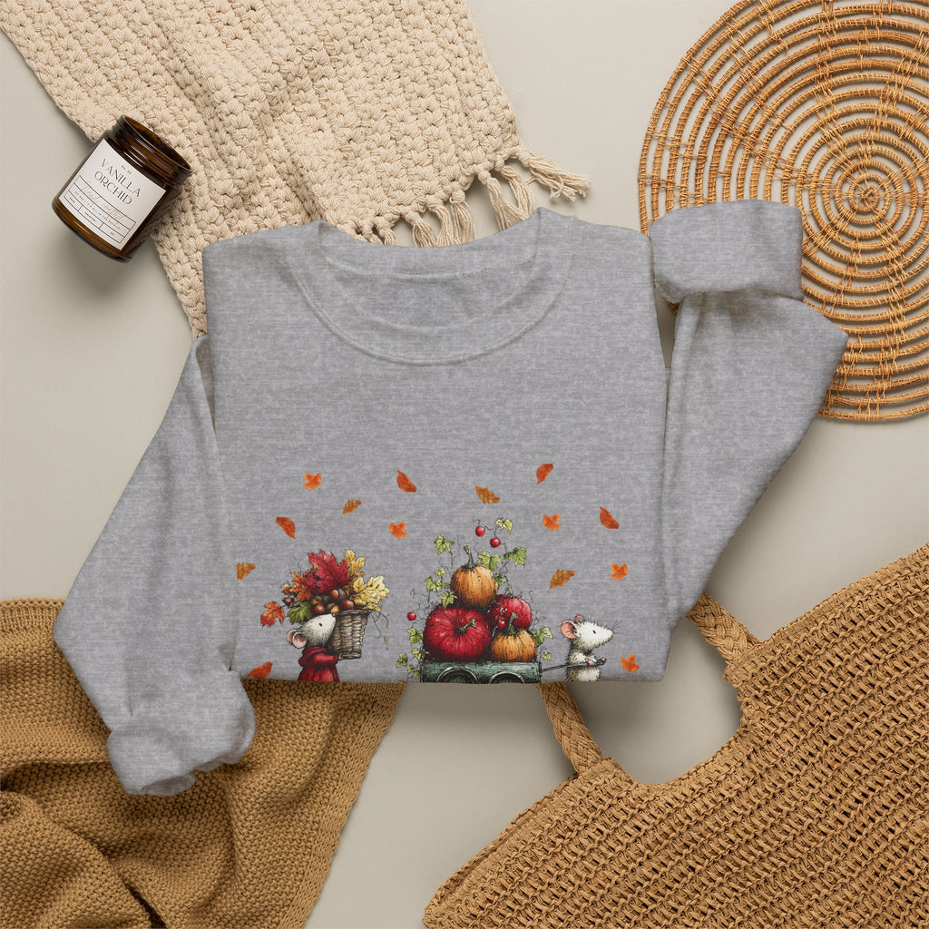 Fall Pumpkin Wagon Cute Autumn Harvest Sweatshirt, Thanksgiving Fall Leaves Shirt, Watercolor Pumpkin Apple Cart, Gift for Fall Lovers