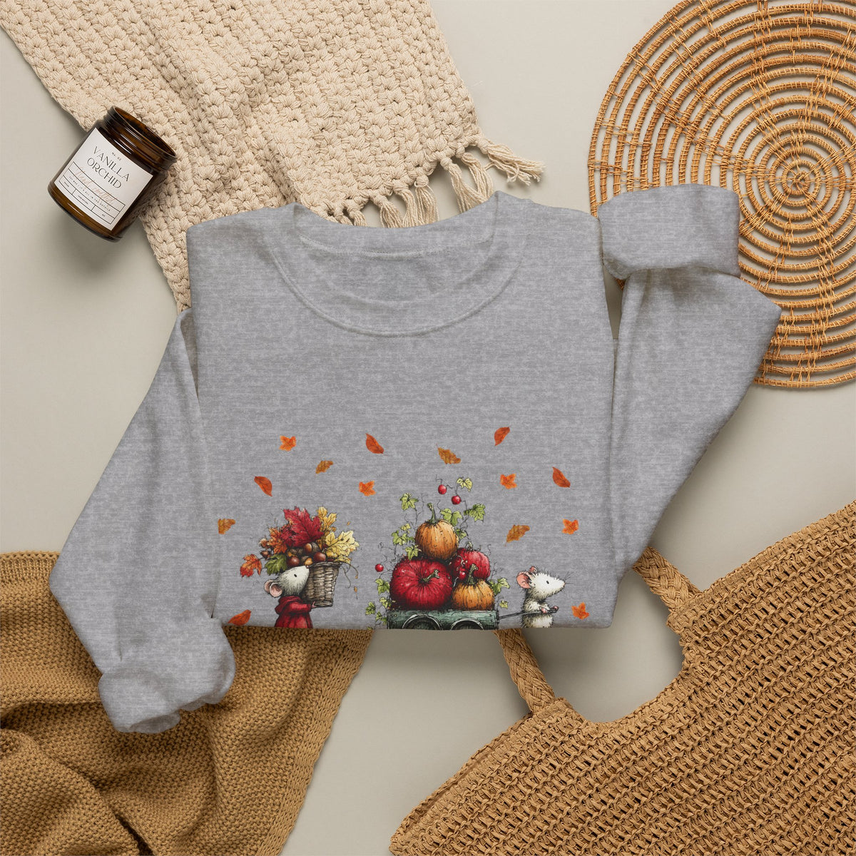 Fall Pumpkin Wagon Cute Autumn Harvest Sweatshirt, Thanksgiving Fall Leaves Shirt, Watercolor Pumpkin Apple Cart, Gift for Fall Lovers
