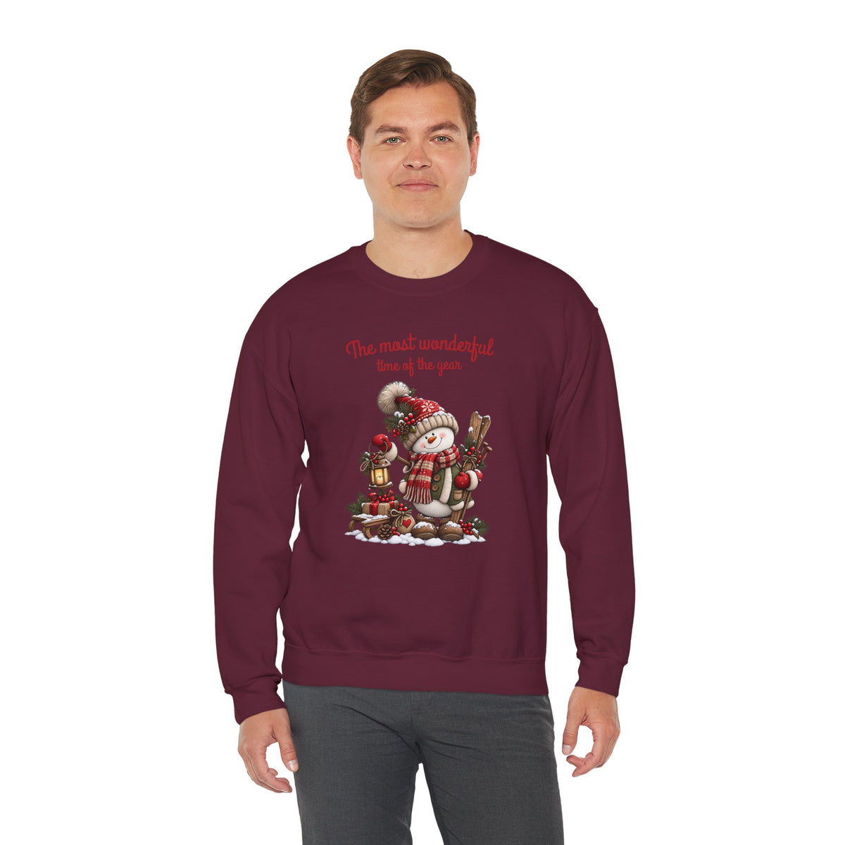 Most Wonderful Time of the Year Sweatshirt, Snowman Christmas Shirt, Vintage Holiday Crewneck, Cute Winter Snowman Tee, Christmas Gift Shirt