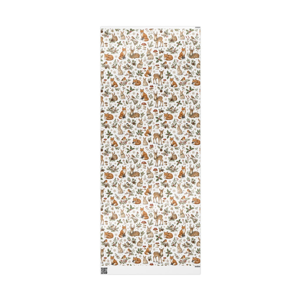 Woodland Deer and Pinecones Wrapping Paper | Holiday Gift Wrap Roll