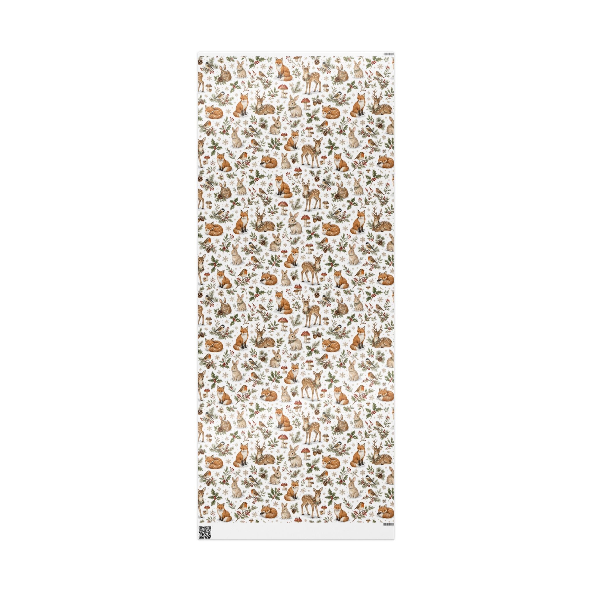 Woodland Deer and Pinecones Wrapping Paper | Holiday Gift Wrap Roll