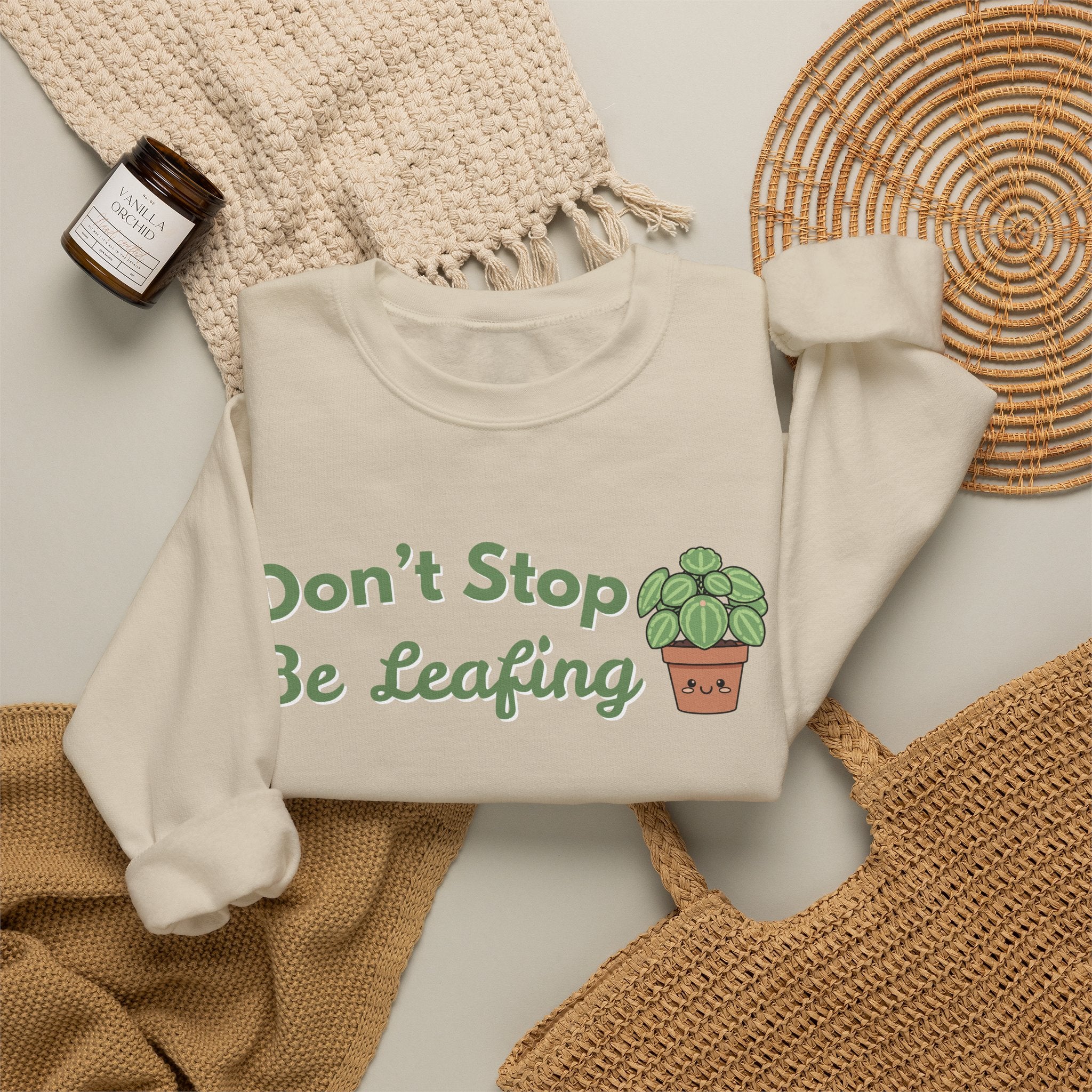 Don't Stop Be Leafing Sweatshirt, Funny Plant Pun Crewneck, Cute Plant Lover Gift, Plant Mom Sweatshirt, Gardener Gift, Sand Unisex Shirt