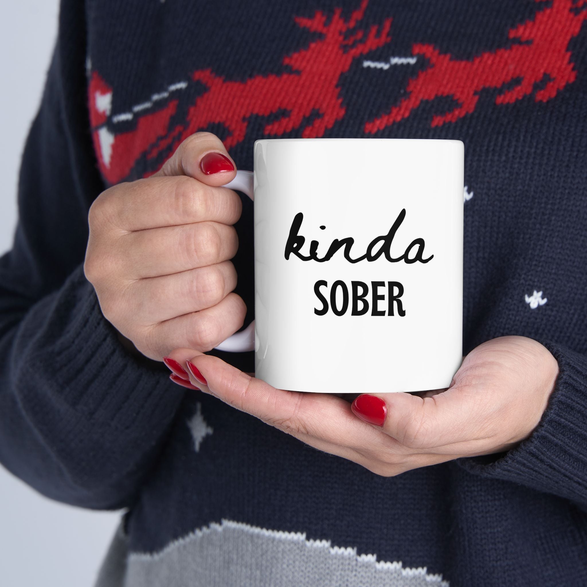Kinda Sober Mug Funny Coffee Mug Humor Gift Sober Curious Gift Funny Gift for Her Him Novelty Mug Wine Lover Gift Sarcastic Coffee Cup