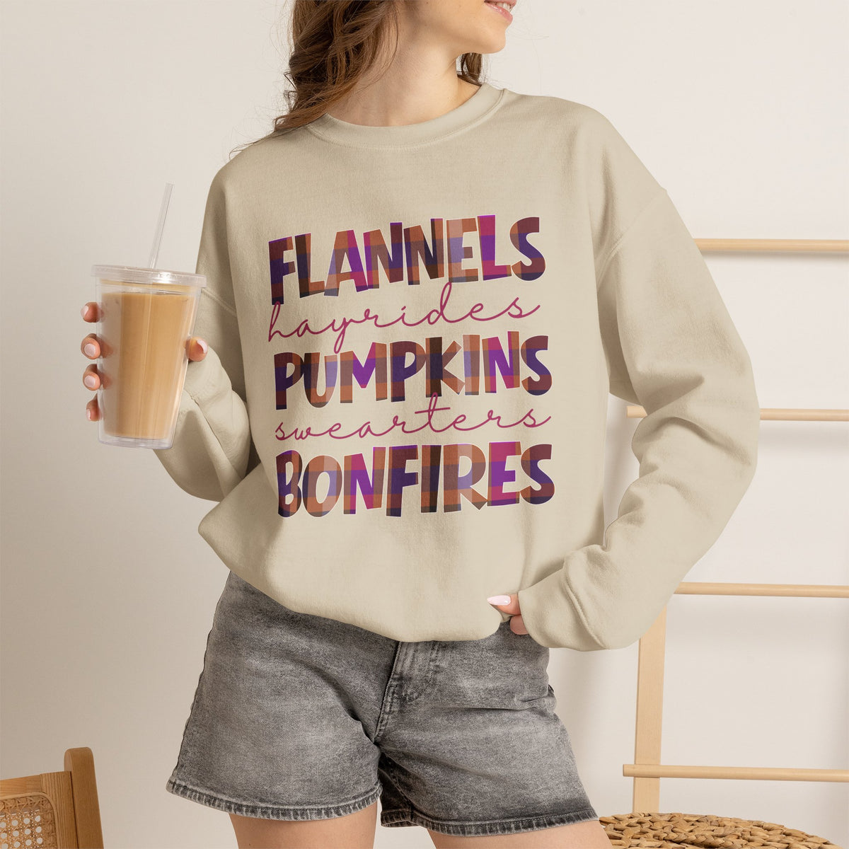Fall Sweatshirt Flannels Pumpkins Bonfires Hayrides Sweaters Plaid Autumn Crewneck Cozy Fall Shirt Gift for Her