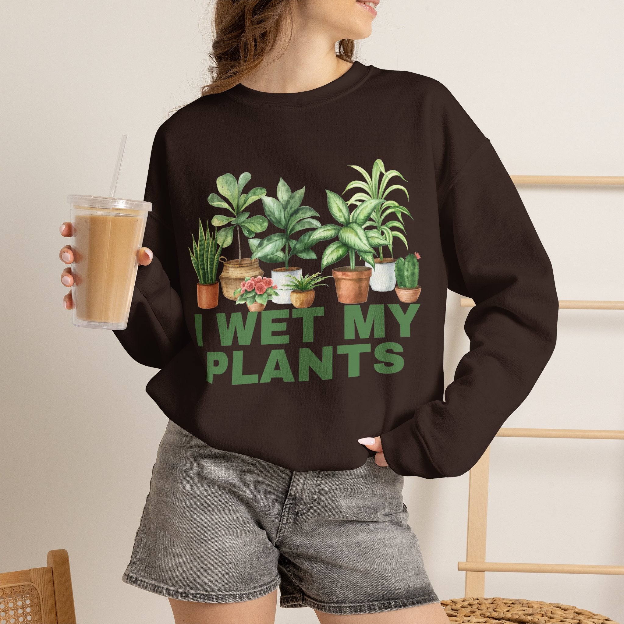 I Wet My Plants Sweatshirt, Funny Plant Lady Crewneck, Plant Mom Gift, Watercolor Houseplant Shirt, Cottagecore Sweatshirt for Her