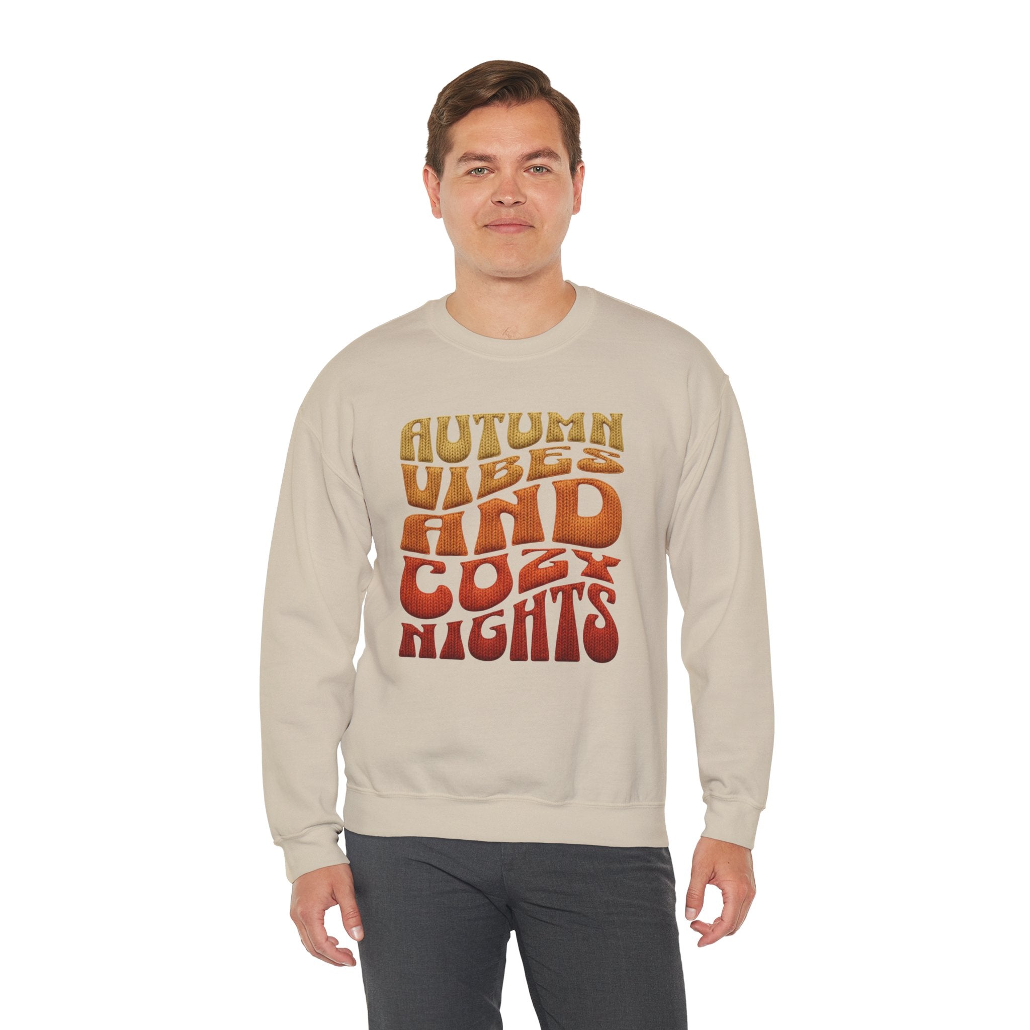 Autumn Vibes And Cozy Nights Sweatshirt, Retro Wavy Text Fall Crewneck, Groovy Autumn Sweater, Fall Vibes Shirt, Cozy Season Pullover Gift