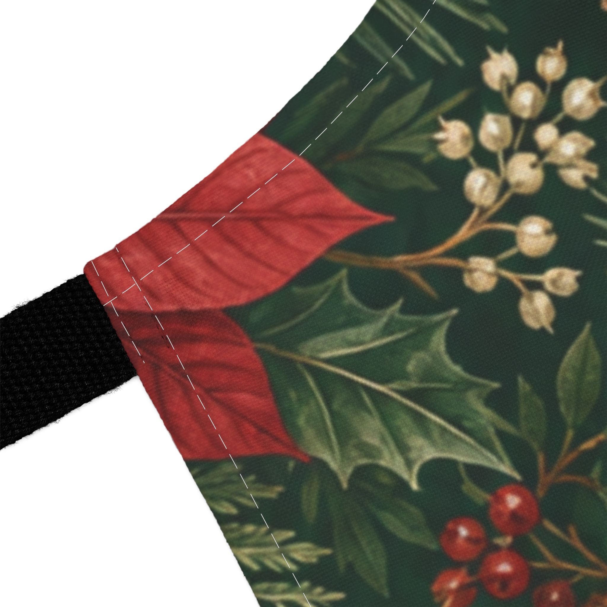 Christmas Apron Poinsettia Pine Cone Print, Red Green Holiday Kitchen Apron Women, Farmhouse Christmas Cooking Baking Gift Idea