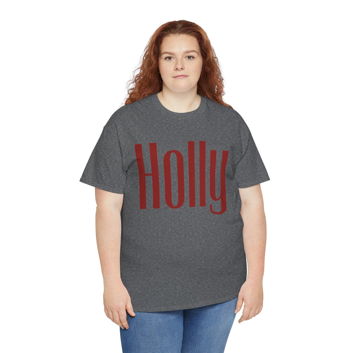 Holly Christmas Gildan TShirt, Red Holly Crewneck, Retro Holiday Top, Girl Christmas Shirt, Cozy Winter Crew Neck, Xmas Gift for Her