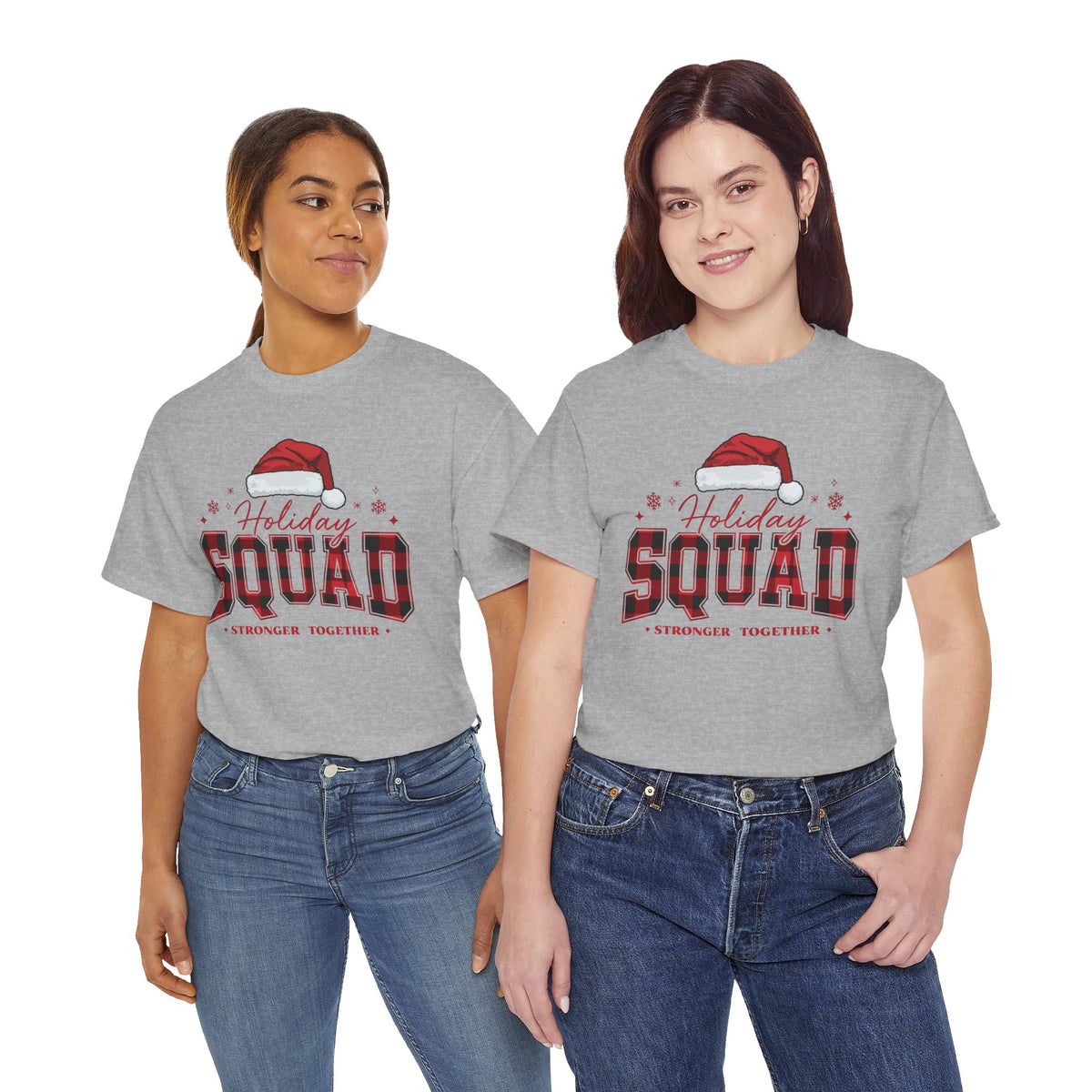 Holiday Squad Christmas Shirt | Stronger Together Tee | Santa Hat Varsity Design | Matching Family Xmas T-Shirt | Group Holiday Gift