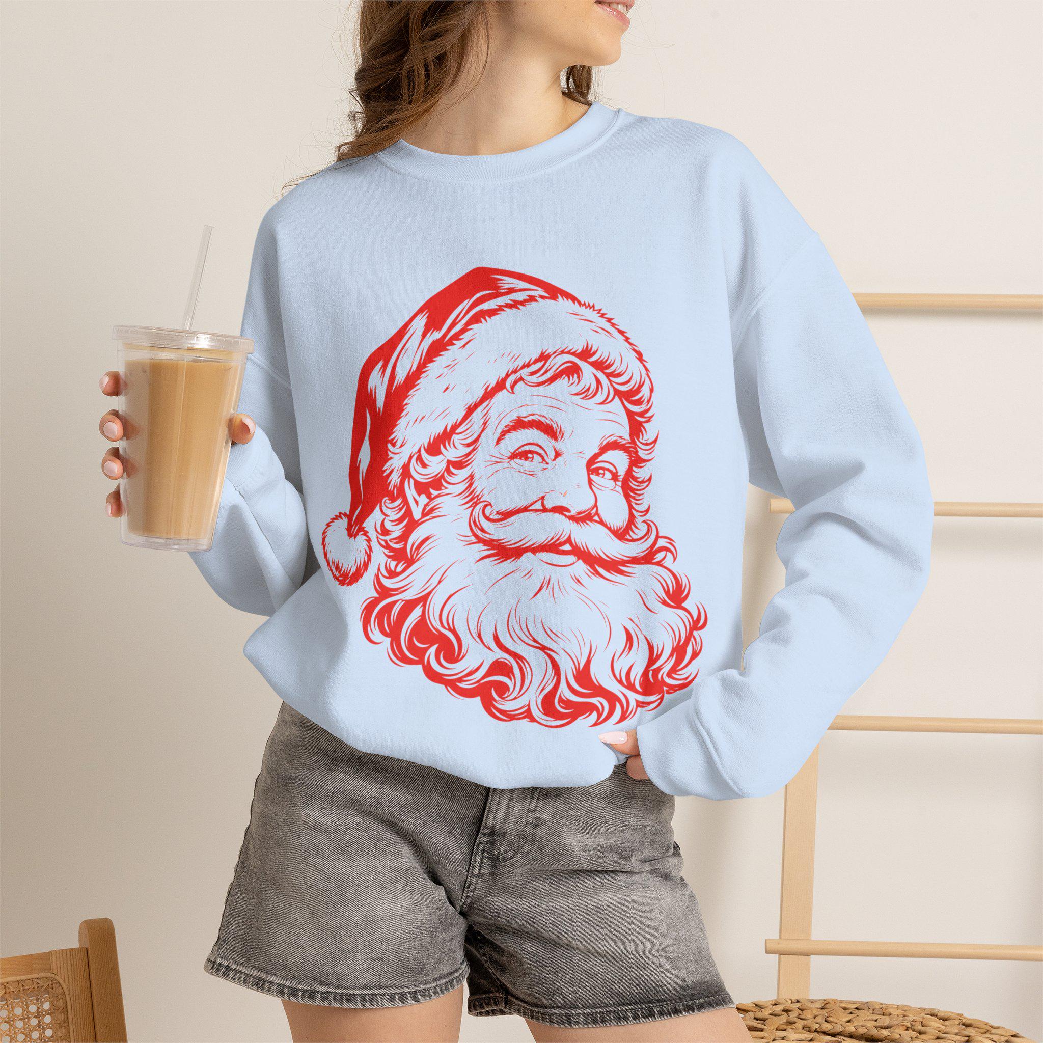 Vintage Santa Claus Sweatshirt, Retro Santa Face Crewneck, Classic Christmas,Santa Head Graphic Sweatshirt, Cute Christmas Crewneck
