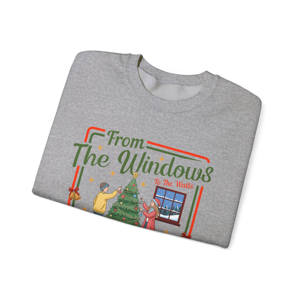 From The Windows To The Walls Christmas Sweatshirt, Deck These Halls Retro Xmas Tree Shirt, Funny Holiday Sweater, Christmas Gift for Her