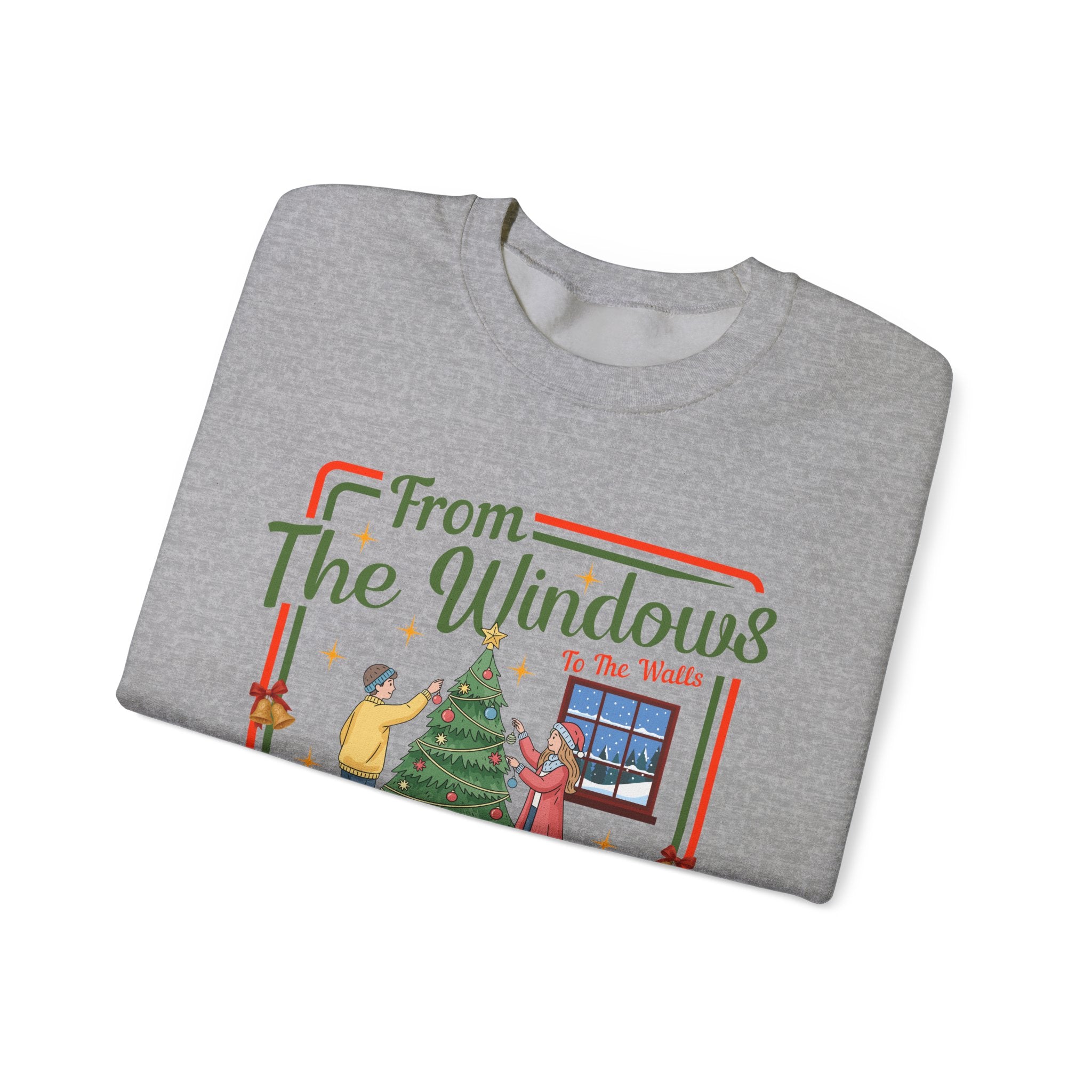 From The Windows To The Walls Christmas Sweatshirt, Deck These Halls Retro Xmas Tree Shirt, Funny Holiday Sweater, Christmas Gift for Her