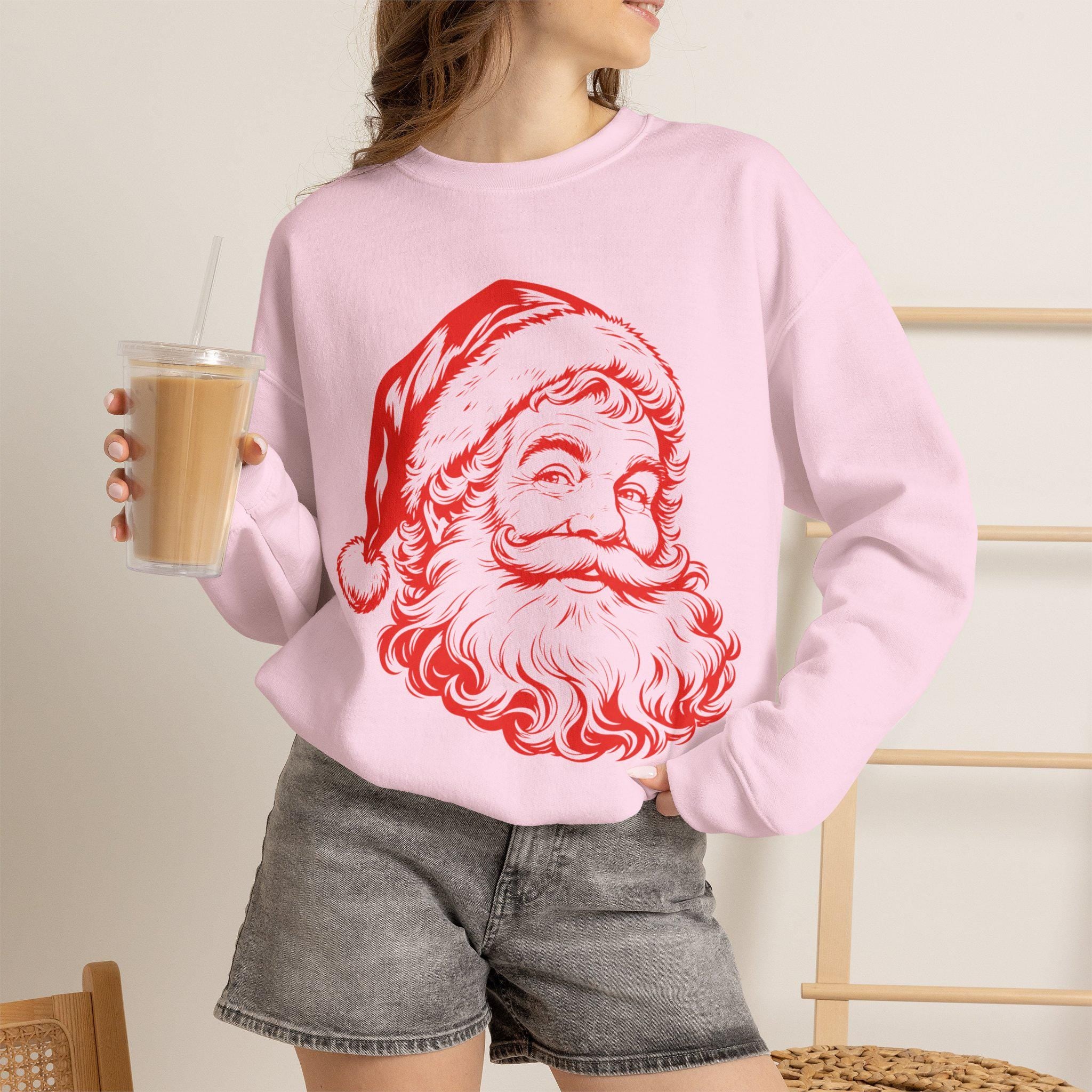 Vintage Santa Claus Sweatshirt, Retro Santa Face Crewneck, Classic Christmas,Santa Head Graphic Sweatshirt, Cute Christmas Crewneck