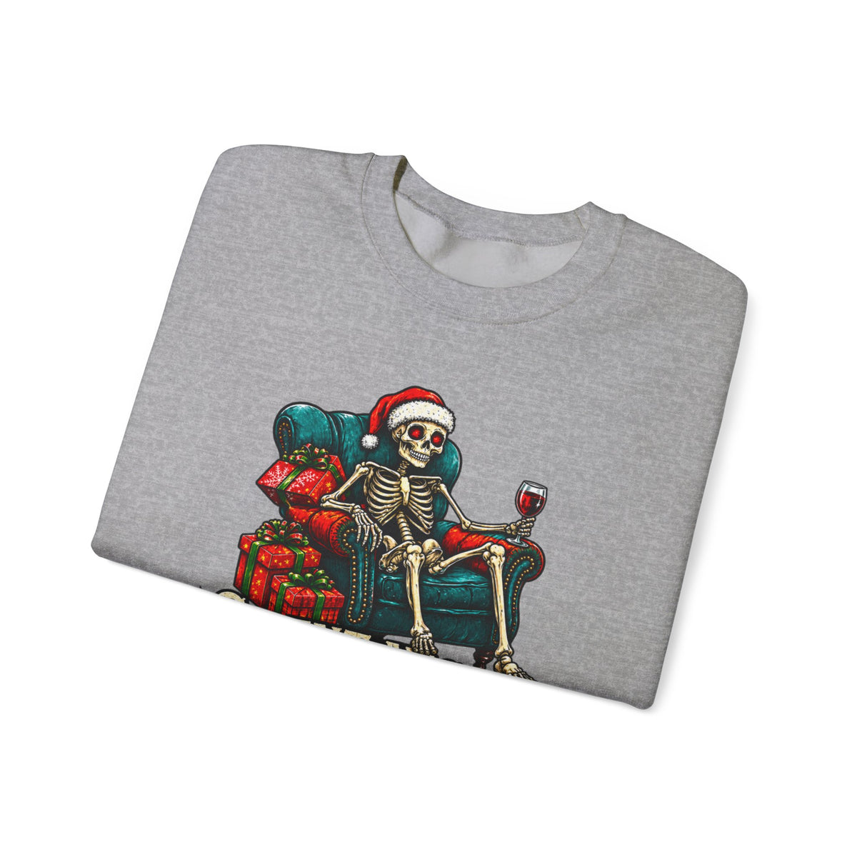 Christmas Skeleton Sweatshirt, Silent Night Tipsy Night Shirt, Funny Skeleton Santa Wine Sweatshirt, Skeleton Christmas Shirt, Holiday Tee
