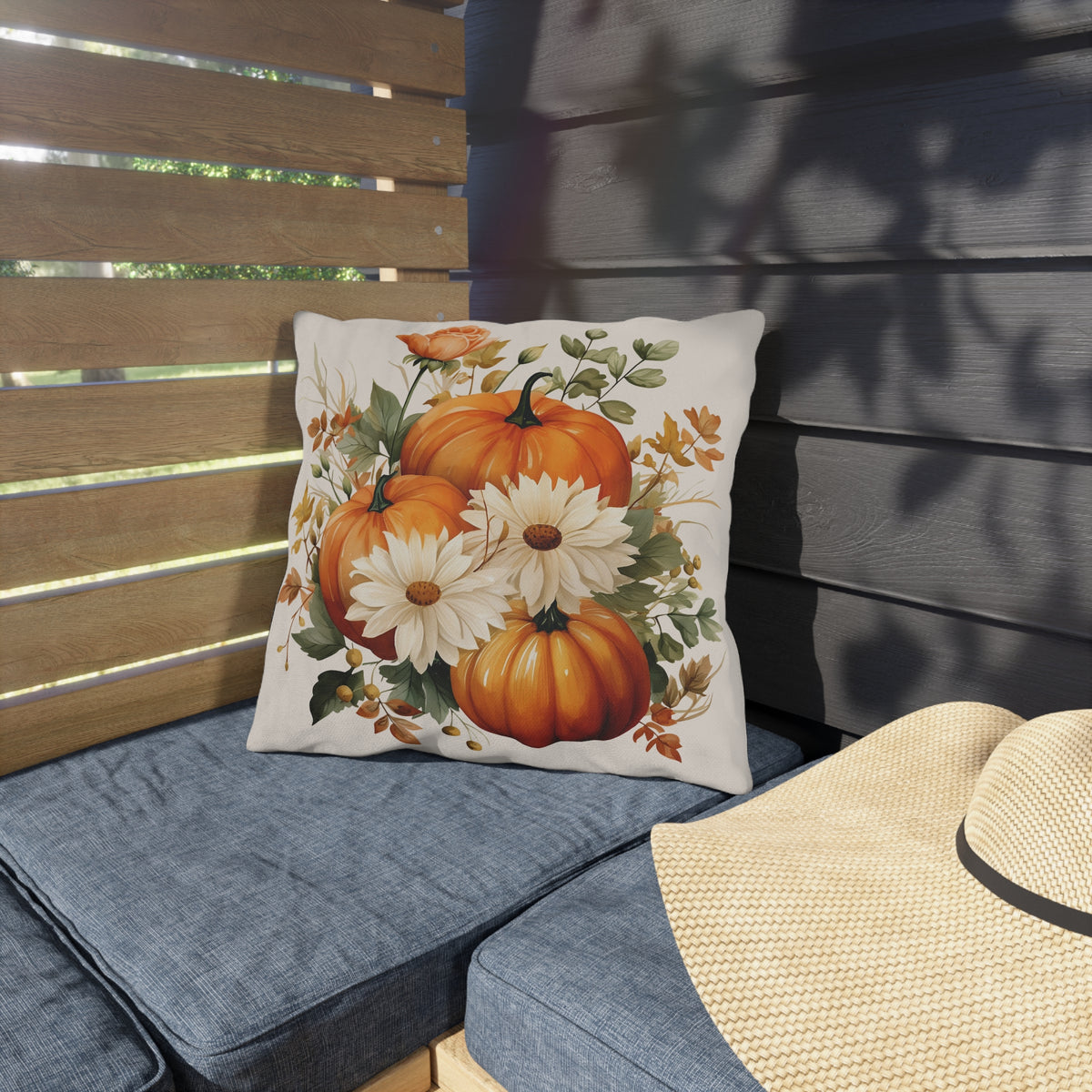 Pumpkin Daisy Pillow Cover Fall Throw Pillow Autumn Farmhouse Home Decor Watercolor Floral Cushion Cover Thanksgiving Housewarming Gift