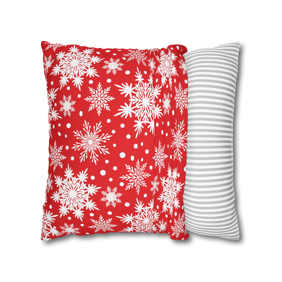 Christmas Kittens Pillow Cover, Cute Cat Holiday Throw Pillow, Red Plaid Snowflake Reversible Cover, Season Greetings Cat Lover Gift
