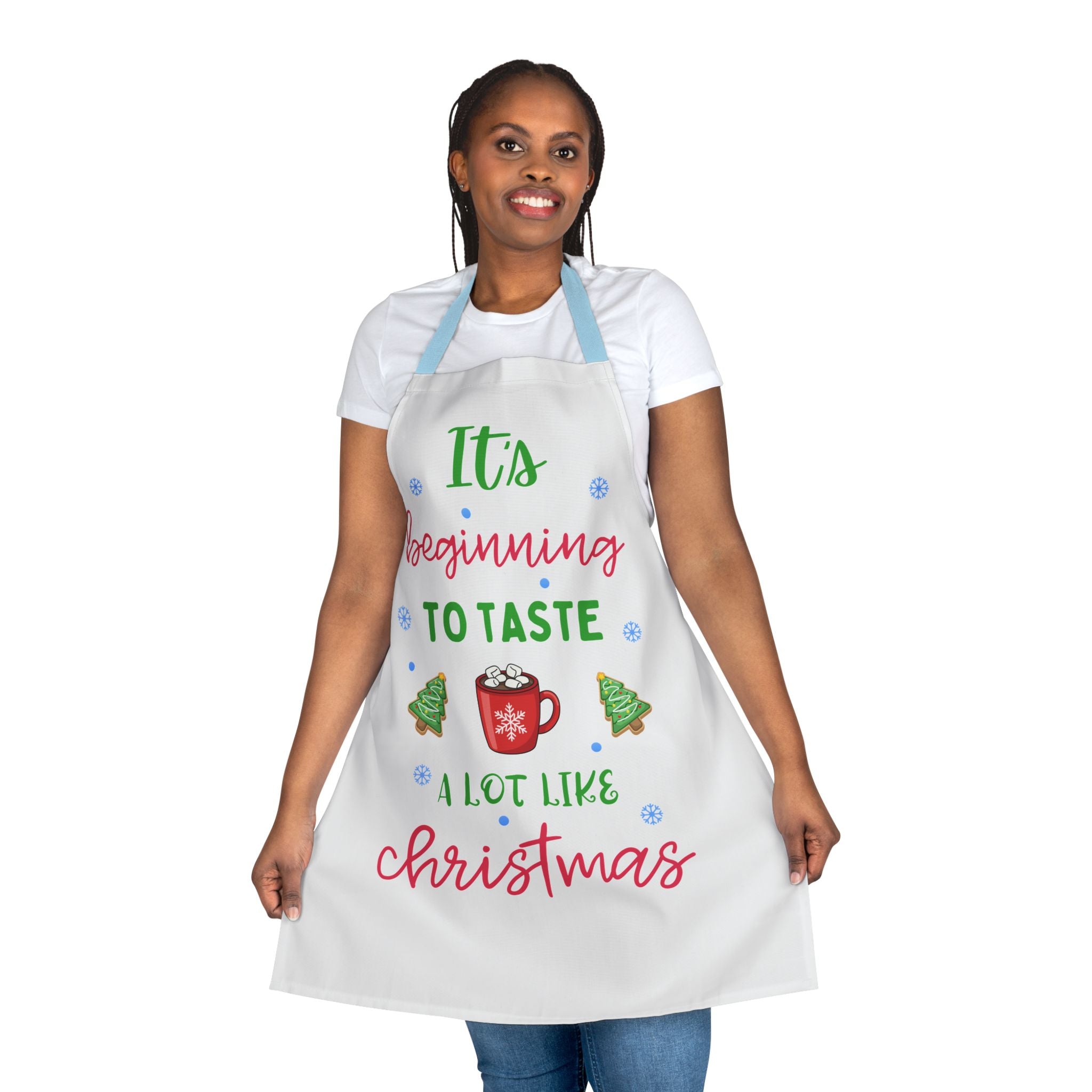 It's Beginning to Taste A Lot Like Christmas Apron, Funny Hot Cocoa Christmas Apron, Holiday Baking Apron, Cute Xmas Kitchen Gift for Her