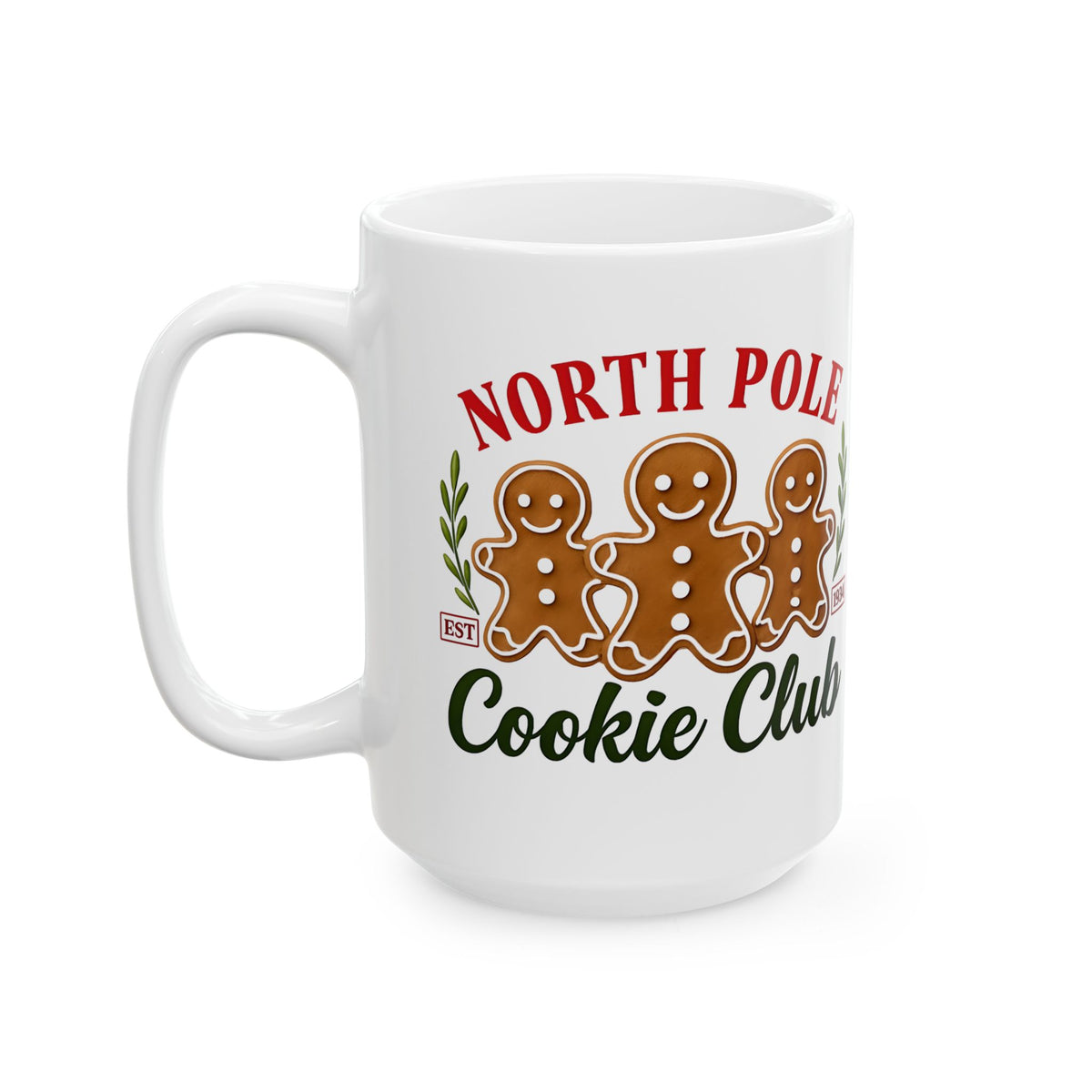 North Pole Cookie Club Ceramic Mug, Christmas Gift, Holiday Decor, Coffee Cup, Gingerbread Lover's Mug