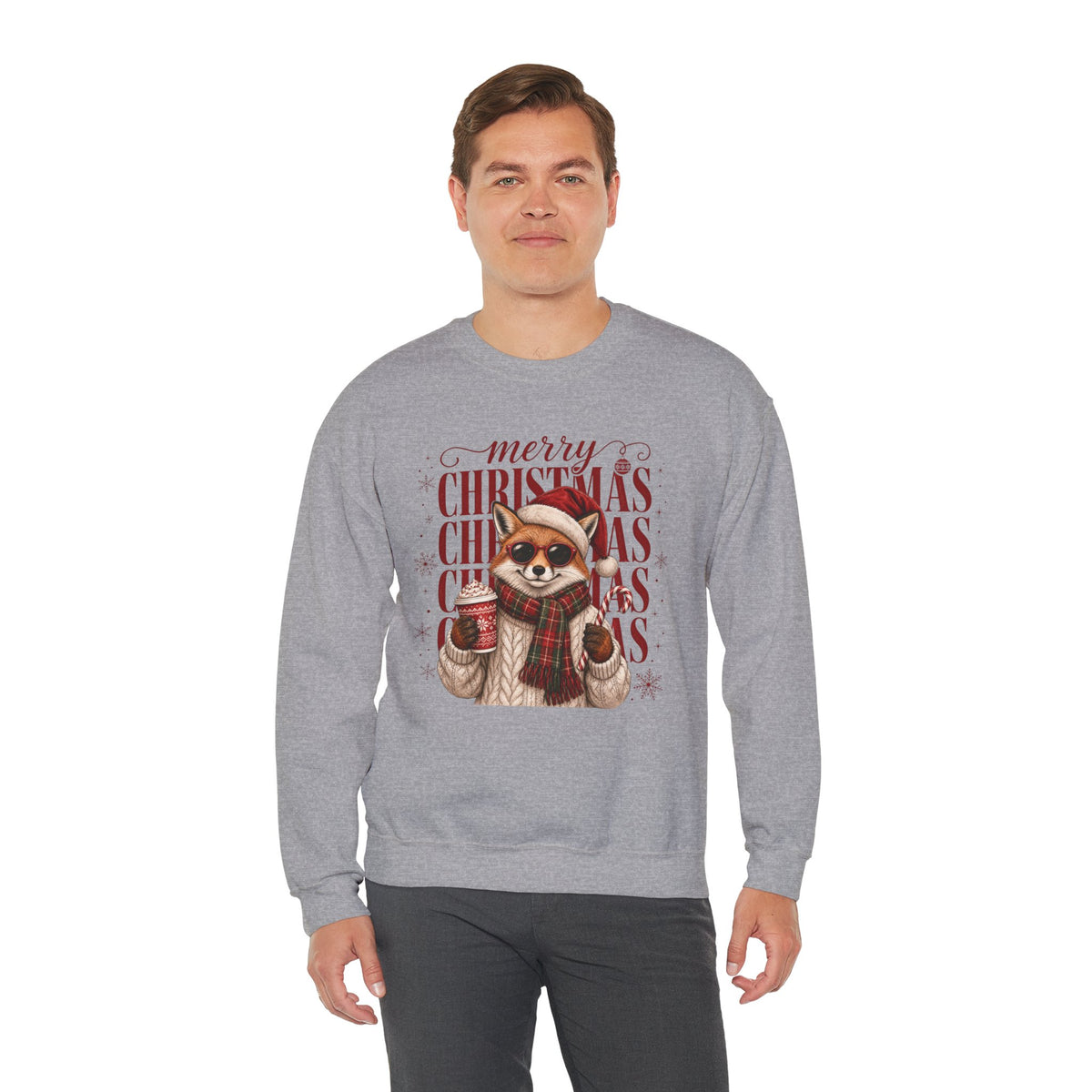 Christmas Fox Sweatshirt, Cute Fox Santa Hat Shirt, Merry Christmas Sweater, Woodland Animal Christmas Shirt, Cozy Cocoa Winter Sweatshirt