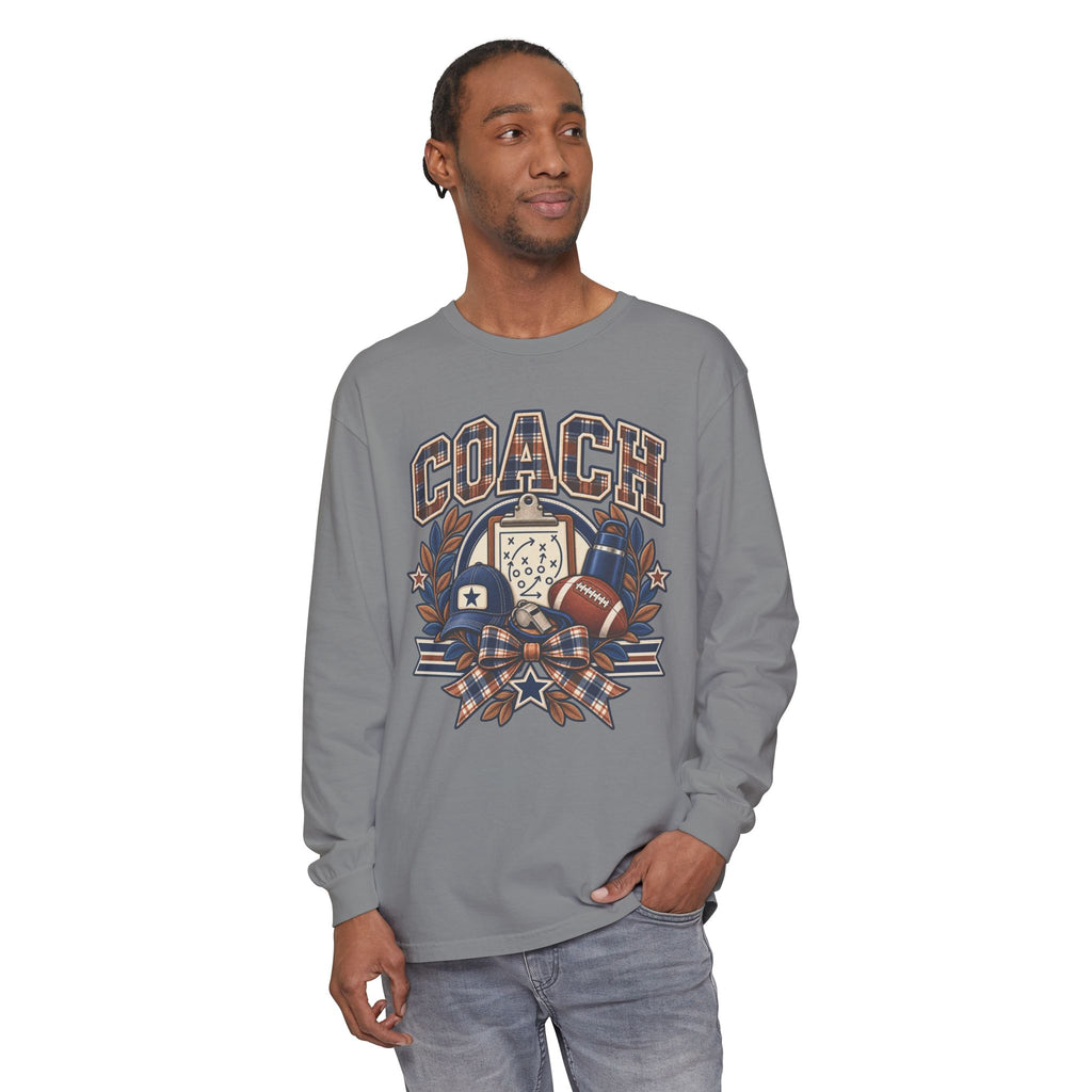 Coach Playbook Football Helmet Long Sleeve Shirt | Vintage Sports Graphic