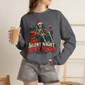 Christmas Skeleton Sweatshirt, Silent Night Tipsy Night Shirt, Funny Skeleton Santa Wine Sweatshirt, Skeleton Christmas Shirt, Holiday Tee