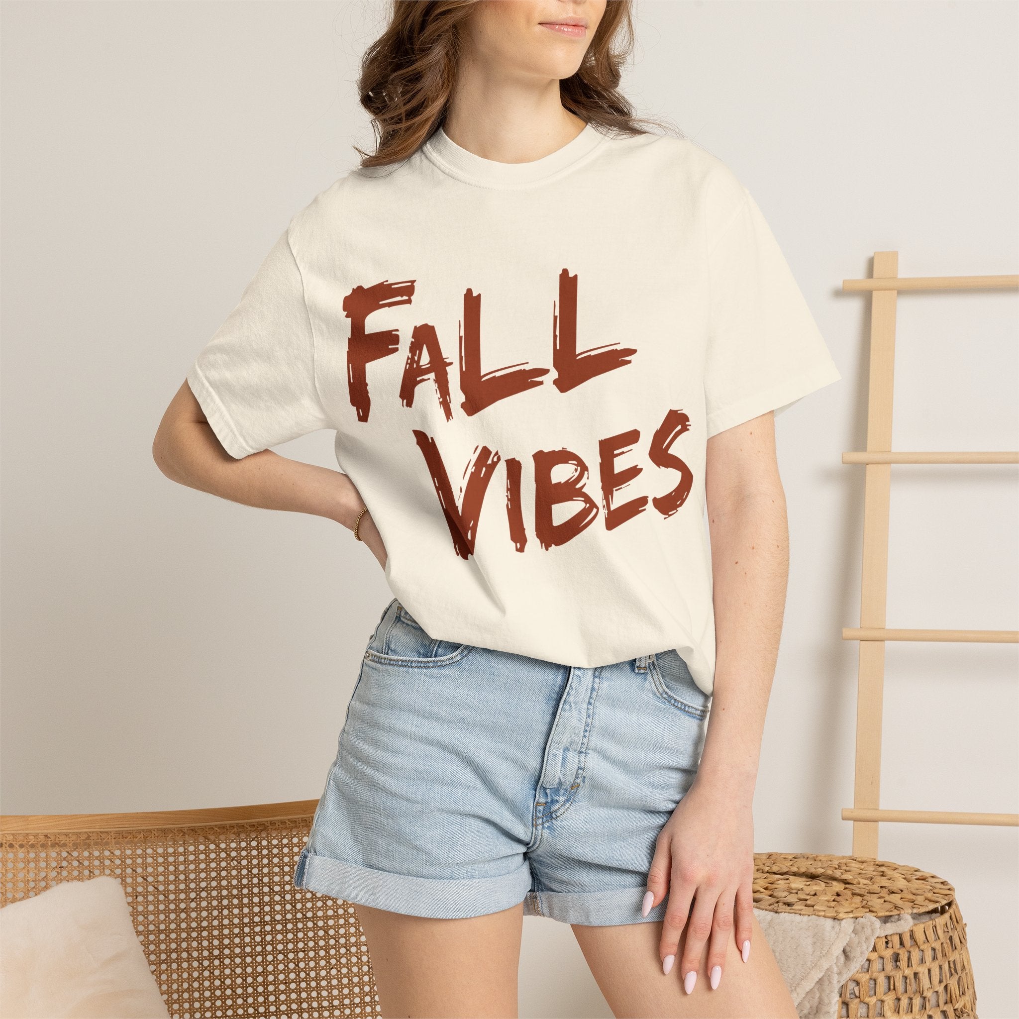 Fall Vibes T-Shirt Women Autumn Tee Brush Stroke Letters Pumpkin Season Fall Graphic Shirt Oversized Fall Top Gift Her, Casual Fall T-Shirt