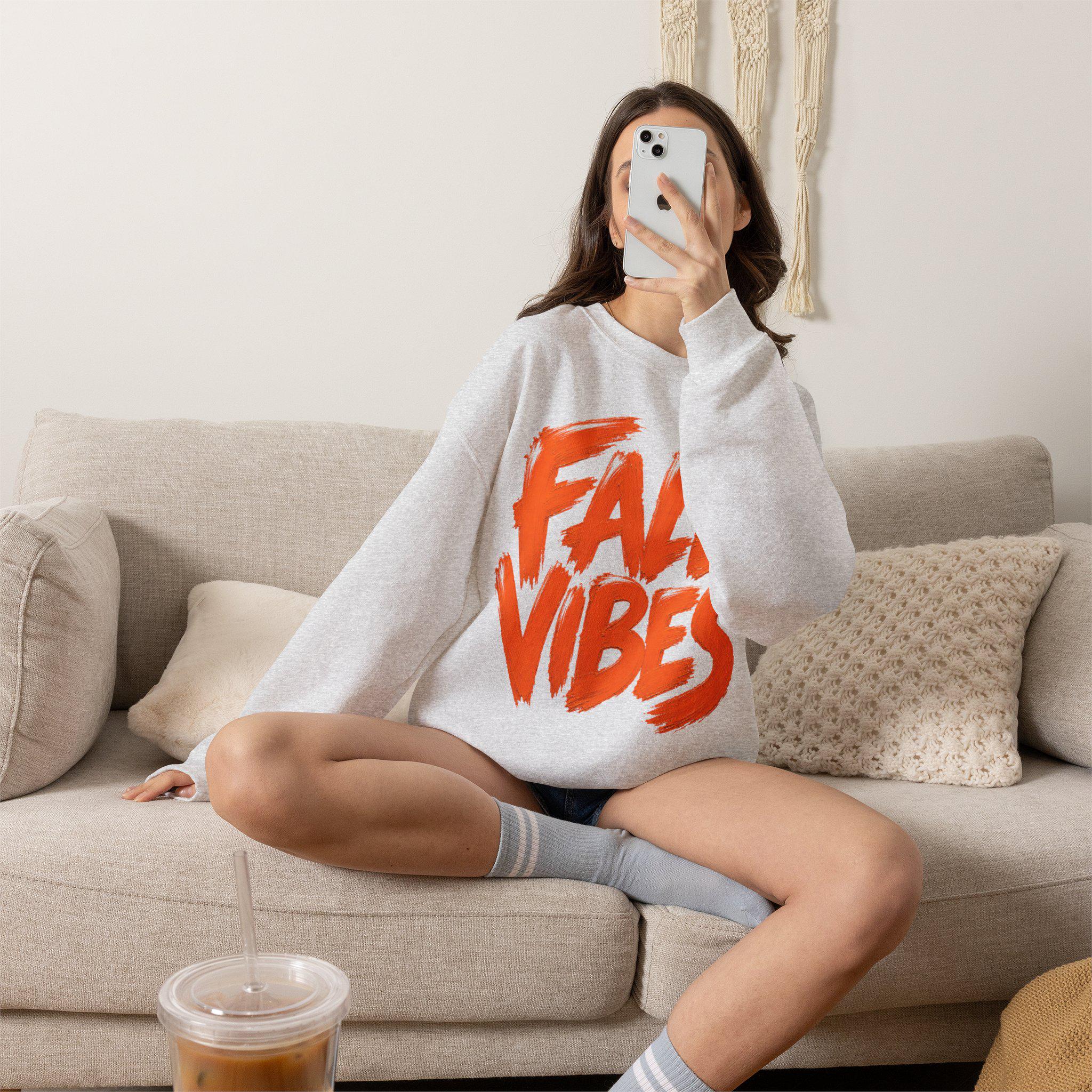 Fall Vibes Sweatshirt, Cute Fall Crewneck Women, Autumn Sweatshirt, Fall Graphic Sweatshirt, Cozy Fall Sweatshirt, Fall Gift for Her,