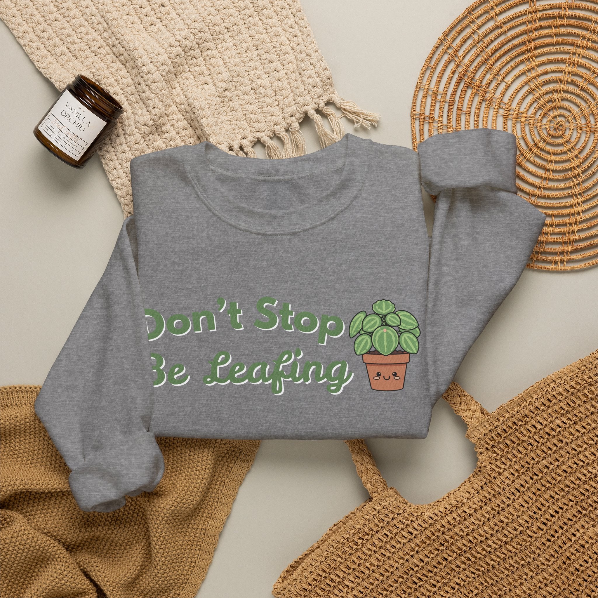 Don't Stop Be Leafing Sweatshirt, Funny Plant Pun Crewneck, Cute Plant Lover Gift, Plant Mom Sweatshirt, Gardener Gift, Sand Unisex Shirt