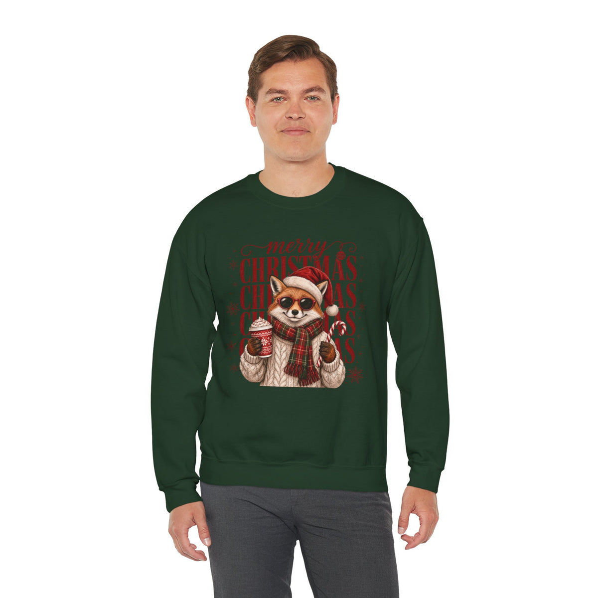 Christmas Fox Sweatshirt, Cute Fox Santa Hat Shirt, Merry Christmas Sweater, Woodland Animal Christmas Shirt, Cozy Cocoa Winter Sweatshirt