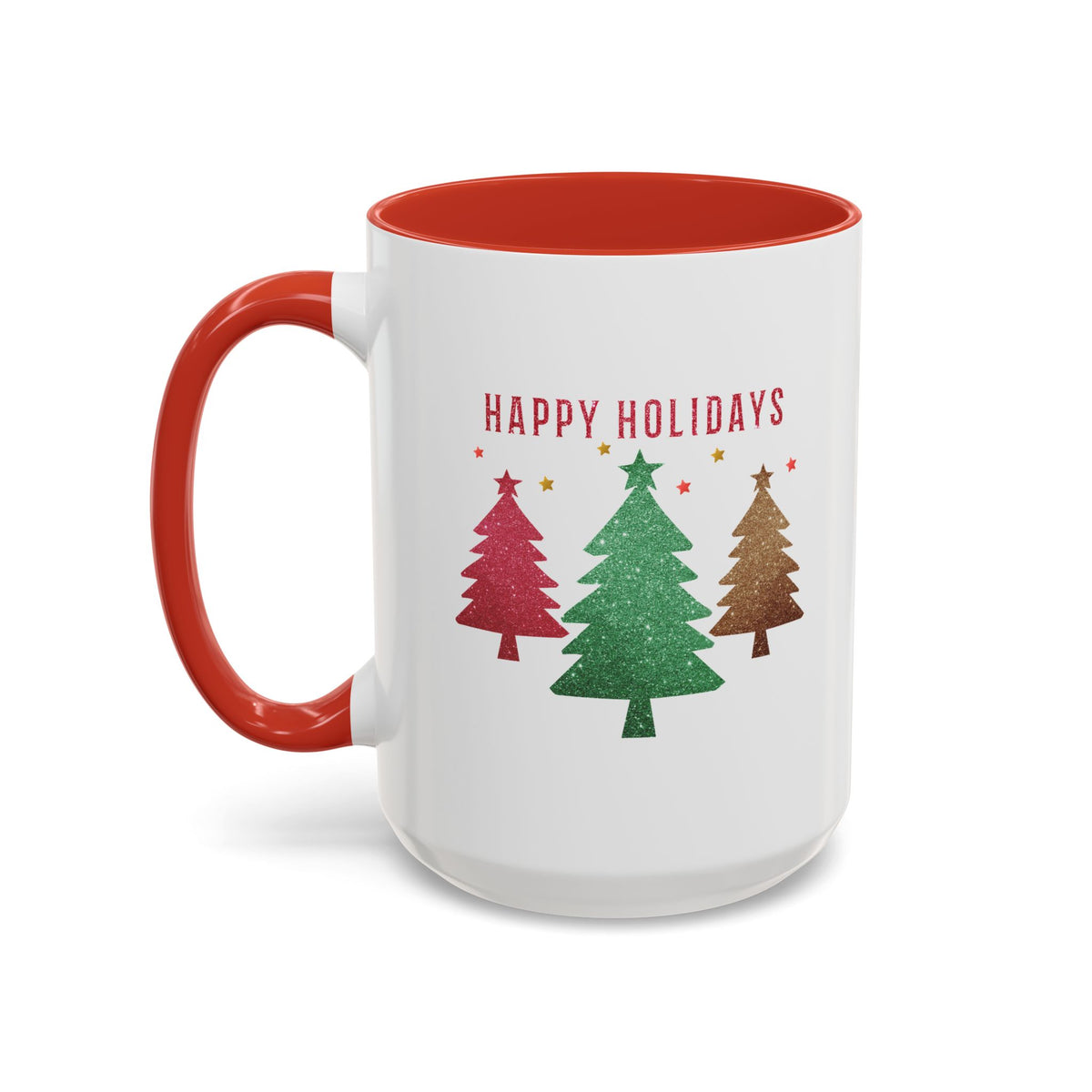 Happy Holidays Christmas Trees Mug | Accent Coffee Mug 11oz 15oz, Gift, Work Mug, Holiday Gathering