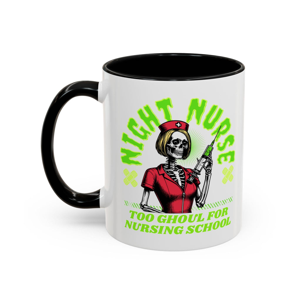 Night Nurse Skull Nurse Mug | Too Ghoul For Nursing School Accent Coffee Mug, Funny Medical Mug, Nurse Graphic Spooky Horror Mug, Gift Mug