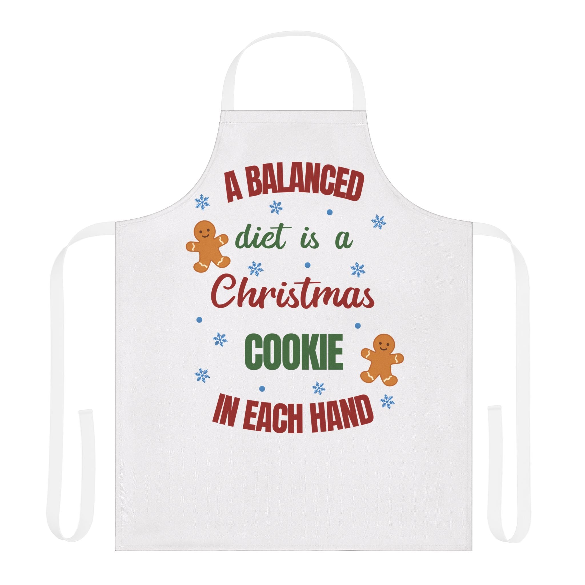 Funny Christmas Apron A Balanced Diet is a Cookie in Each Hand Gingerbread Kitchen Apron Holiday Baking Gift for Dad, Mom Cook, Men or Women