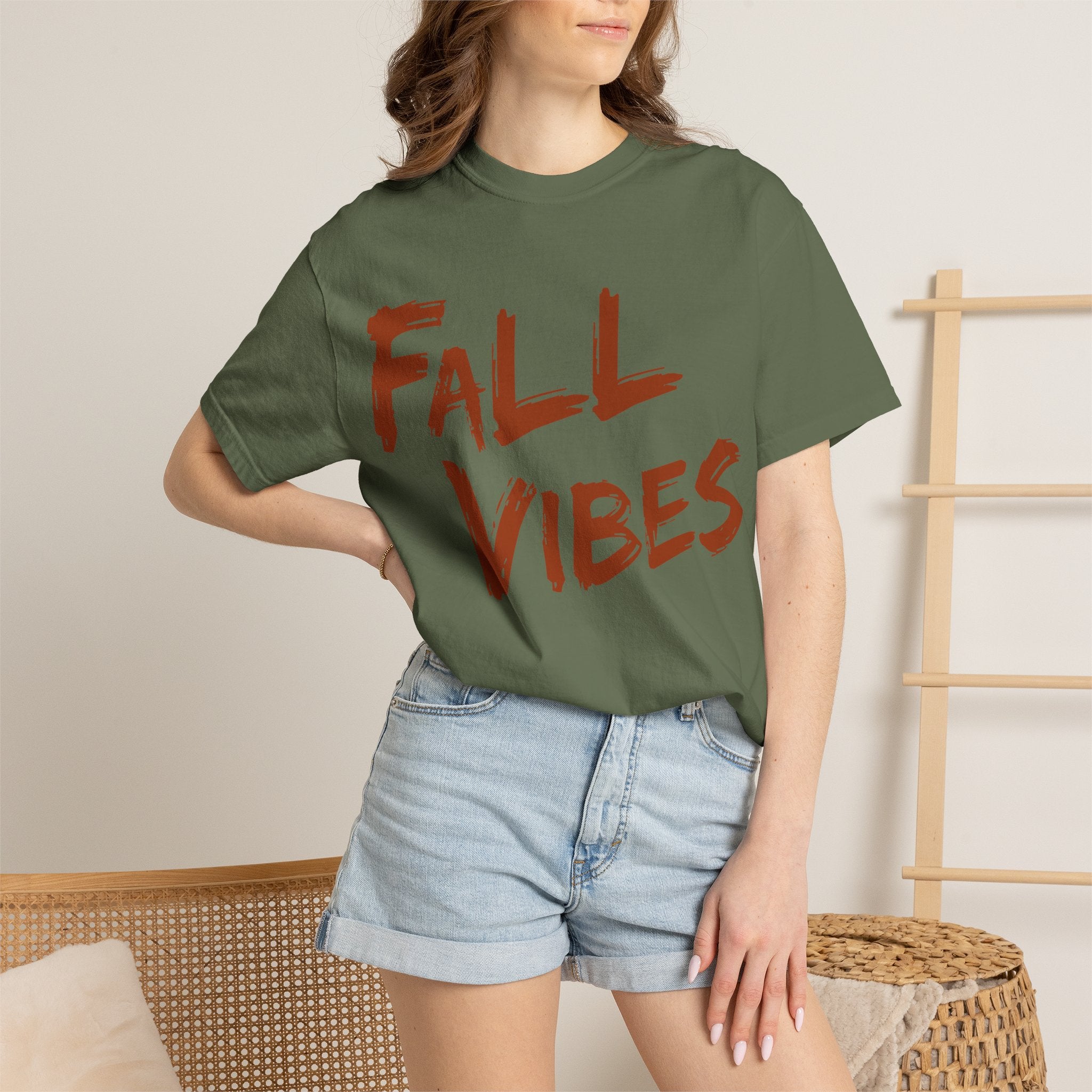 Fall Vibes T-Shirt Women Autumn Tee Brush Stroke Letters Pumpkin Season Fall Graphic Shirt Oversized Fall Top Gift Her, Casual Fall T-Shirt